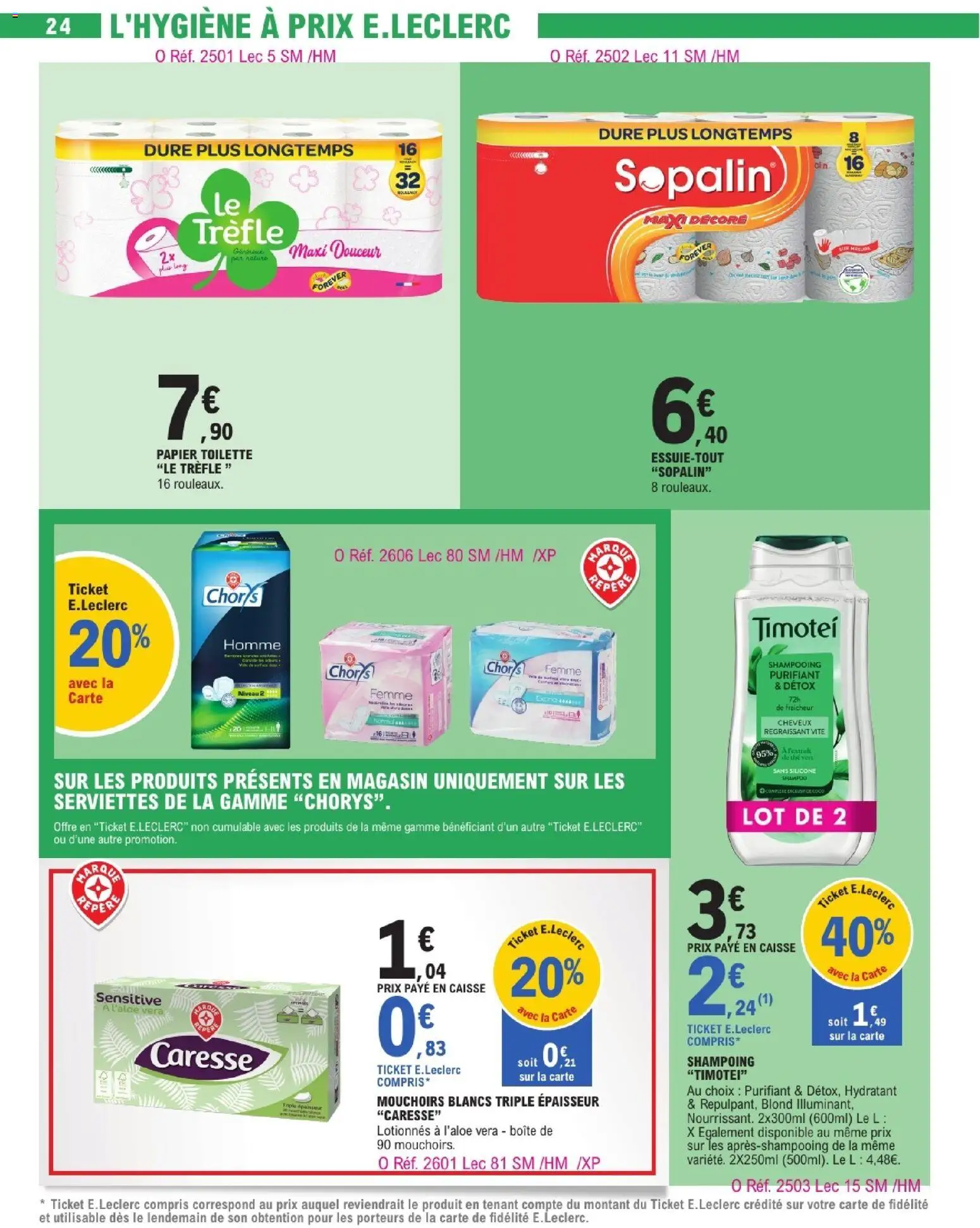 {H1} | Page: 24 | Produits: Essuie-tout, Papier toilette, Shampooing, Thé