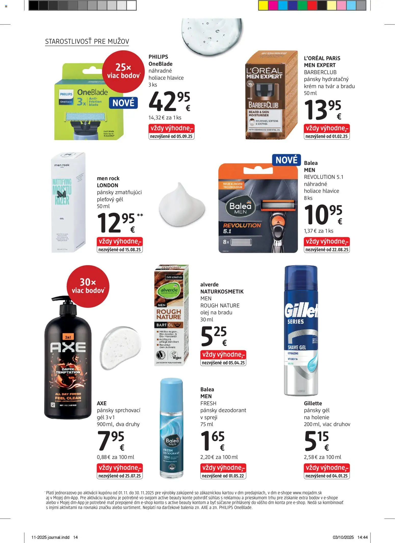 Nové dm drogerie akcie – leták je platný od 01.11.2025 | Strana: 14 | Produkty: Olej, Dezodorant, Krém