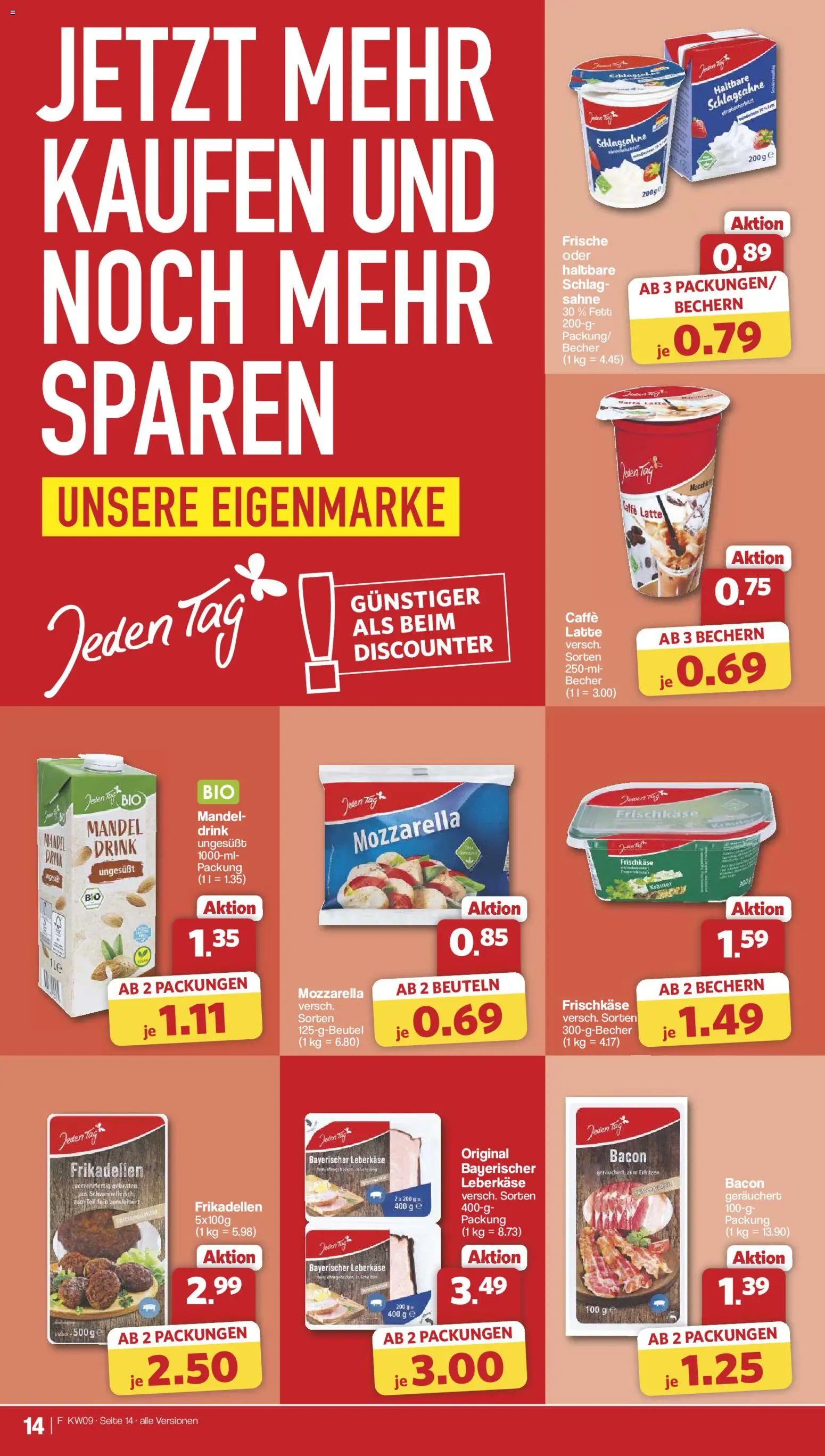 Famila Nordwest Prospekt 	 – gültig ab 23.02.2026 | Seite: 14 | Produkte: Schlagsahne, Mozzarella, Sahne, Leberkase