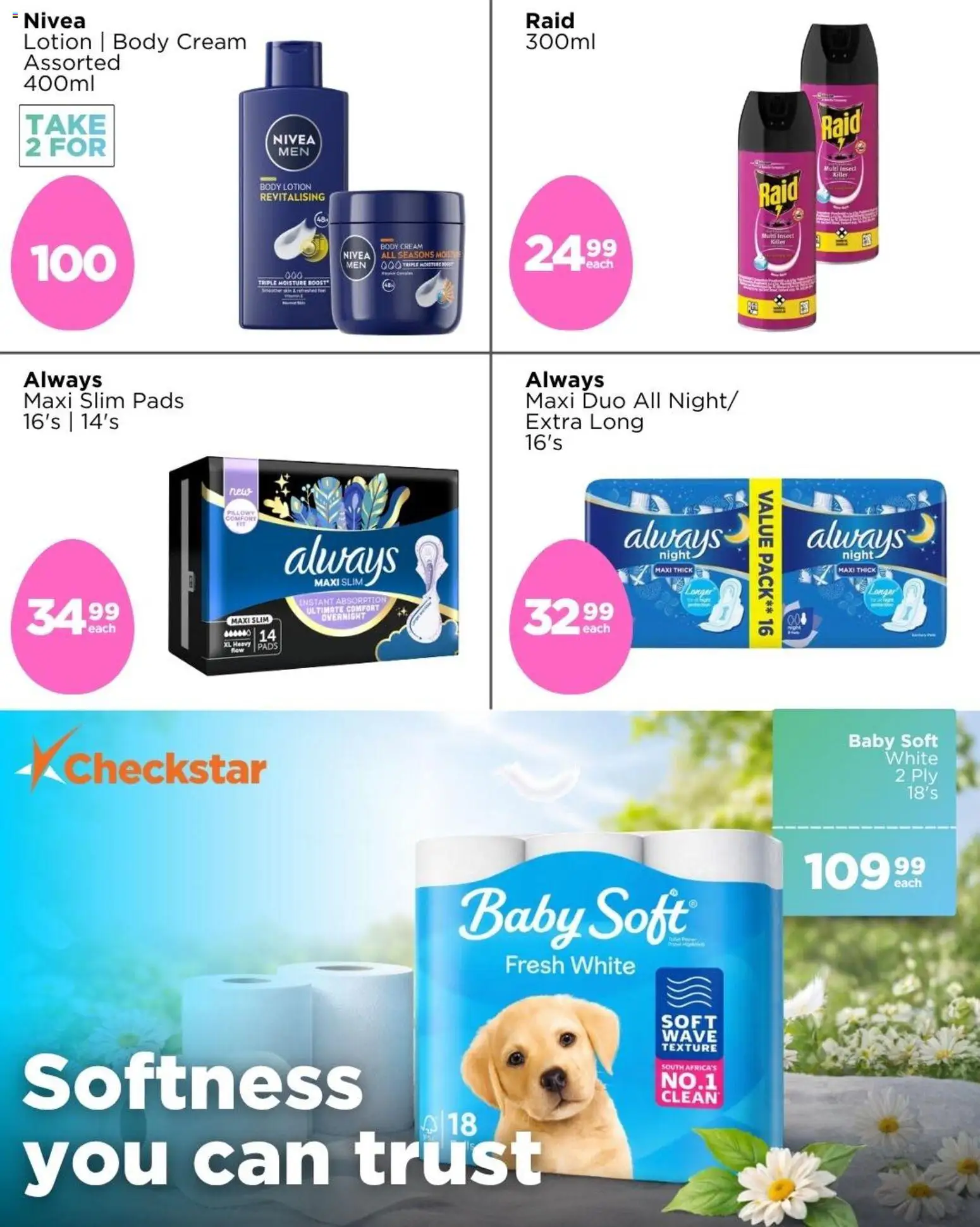 New Check Star catalogue – valid from 24.03.2026 | Page: 7 | Products: Pads, Cream, Body cream, Peach