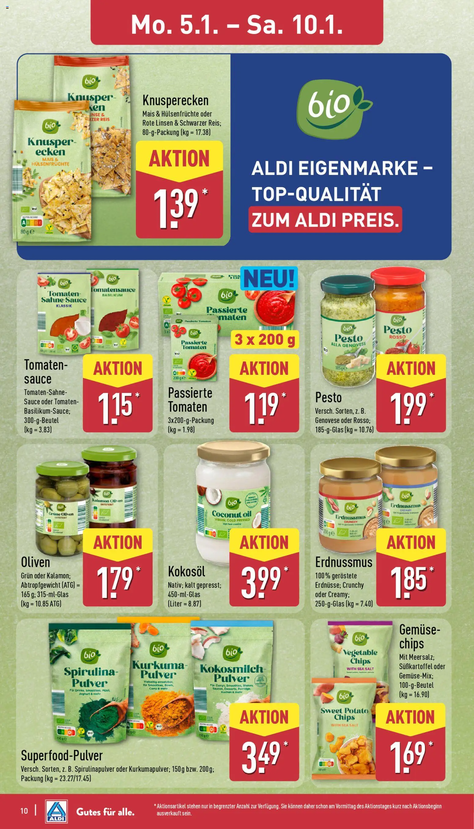 Aldi Prospekt 	 – gültig ab 05.01.2026 | Seite: 10 | Produkte: Joghurt, Tomaten, Reis, Chips