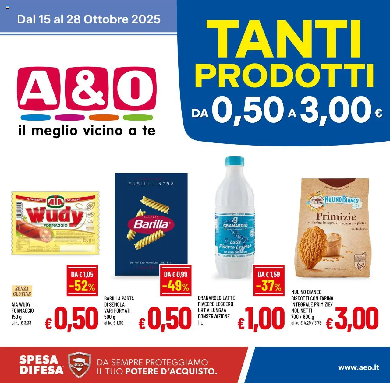 Volantino A&O del 15.10.2025 | Pagina: 1 | Prodotti: Tè, Latte, Formaggio, Olio