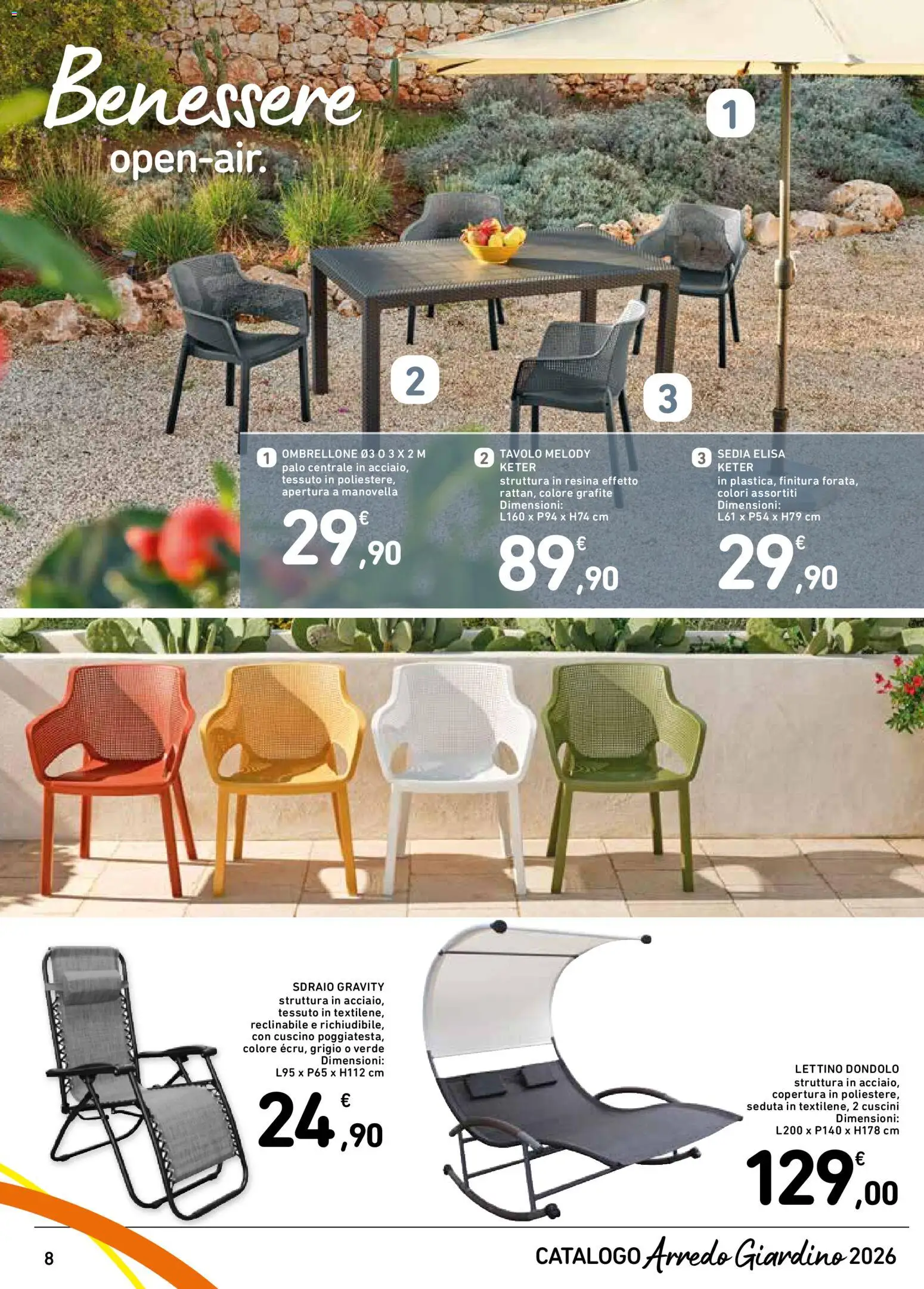 Volantino Spazio Conad del 07.04.2026 | Pagina: 8 | Prodotti: Sdraio, Dondolo, Lettino, Cuscino