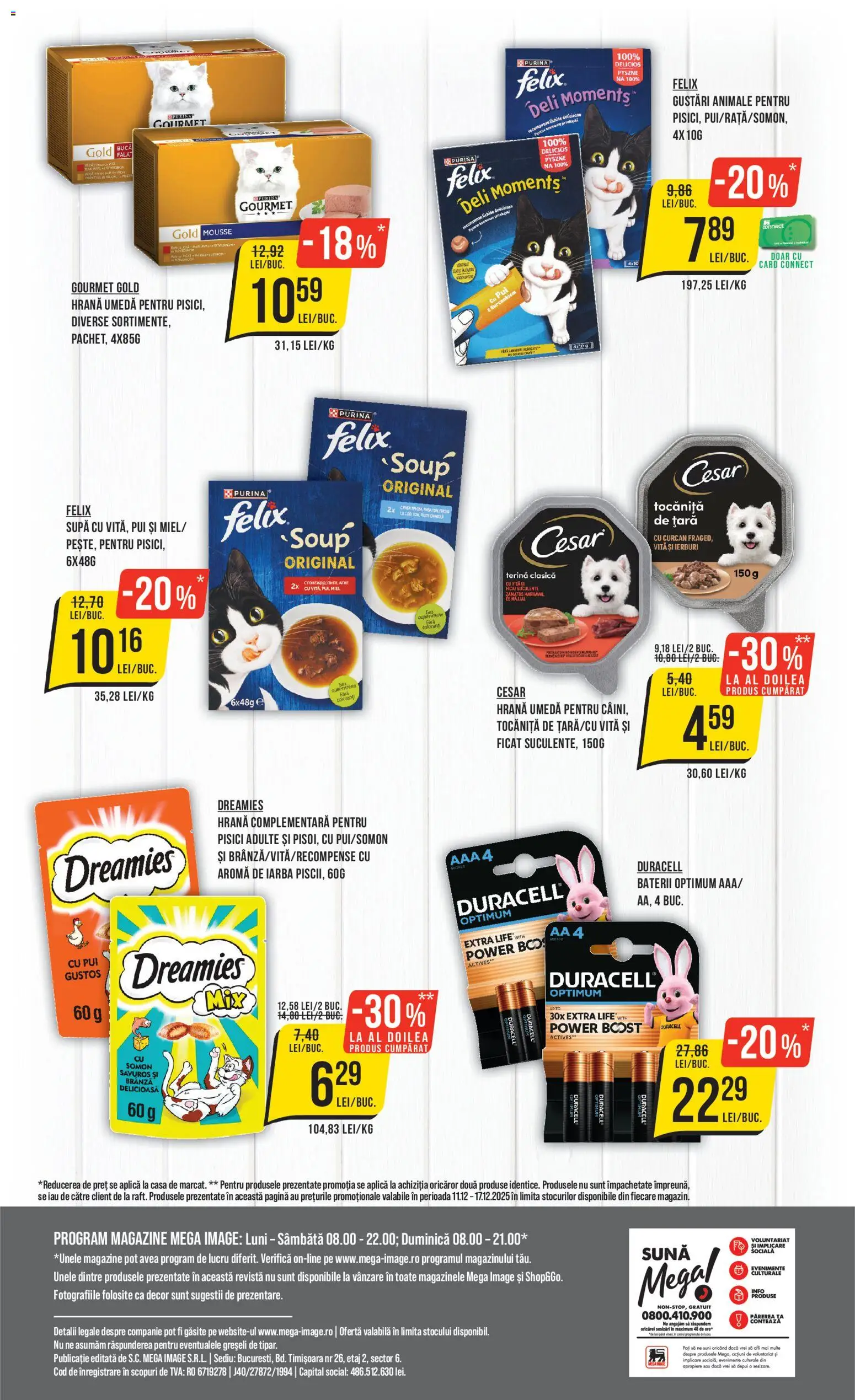 Noul catalog Mega Image – valabil de la 11.12.2025 | Pagină: 24 | Produse: Hacıyatmaz Kedi Oyuncağı, Baterii, Brânză