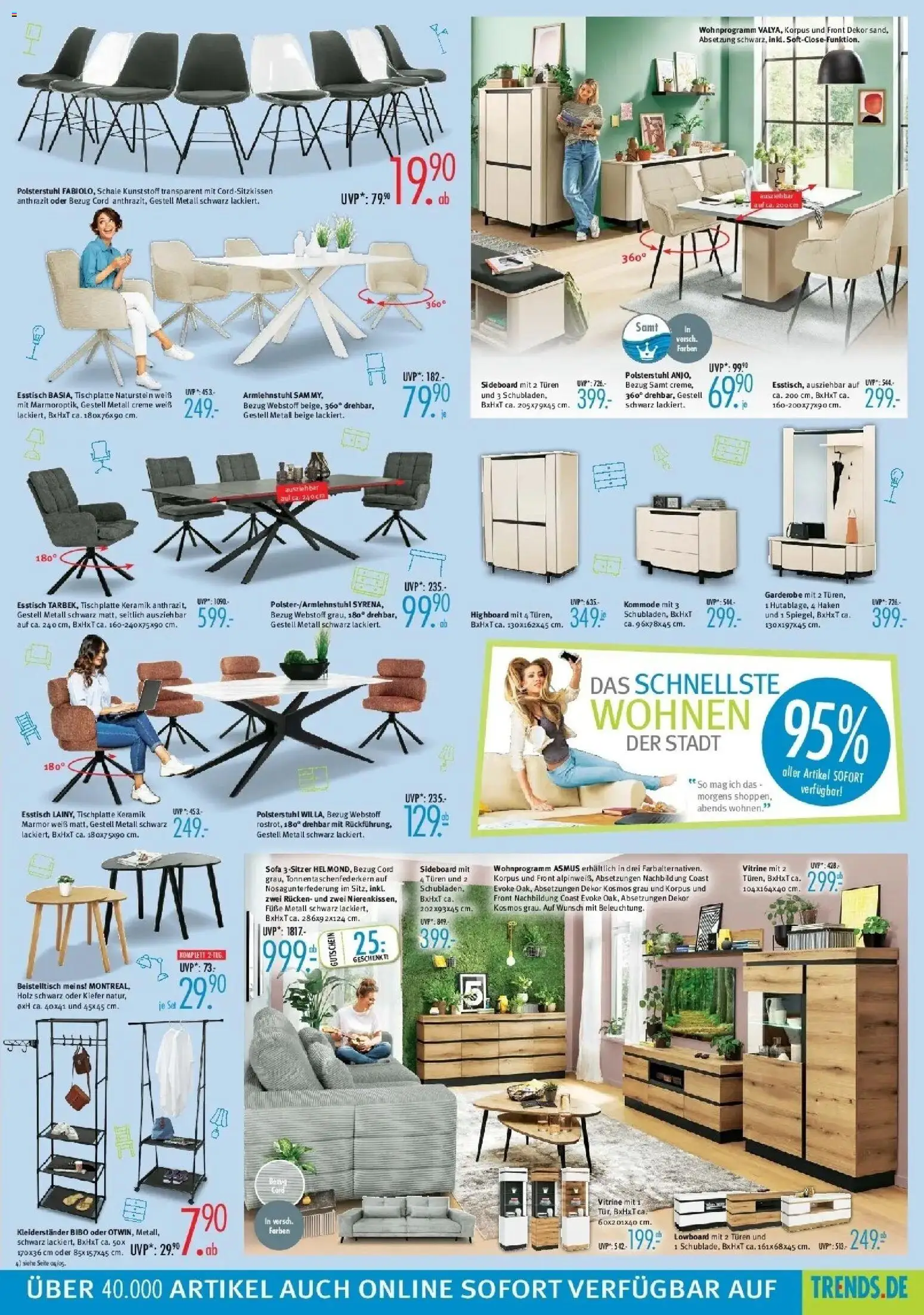 Trends - Ostermann Trends: Neue Möbel wirken Wunder. – gültig ab 09.01.2025 | Seite: 3 | Produkte: Beistelltisch, Esstisch, Vitrine, Sofa