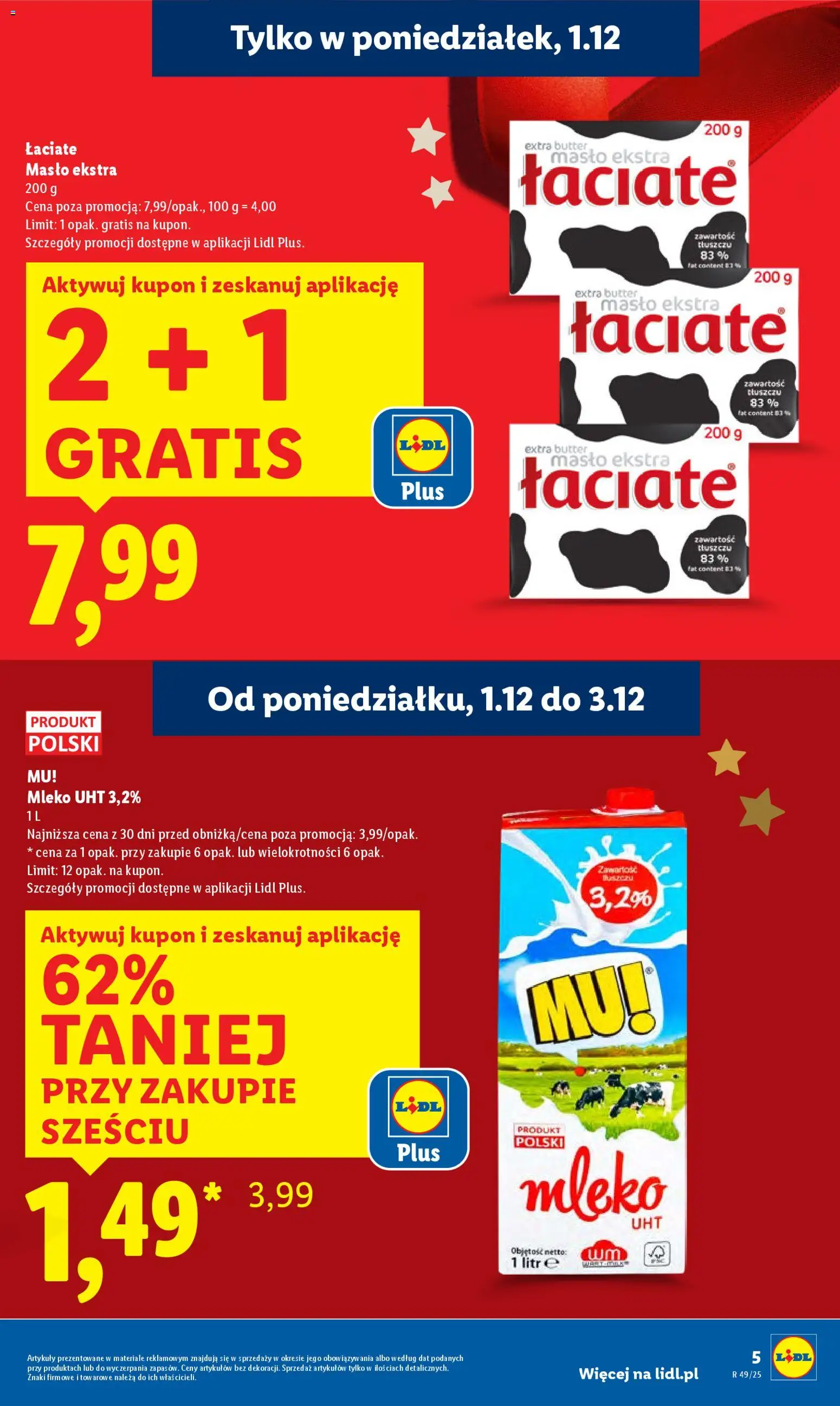 Lidl Gazetka od 01.12.2025 | Strona: 5 | Produkty: Mleko, Masło
