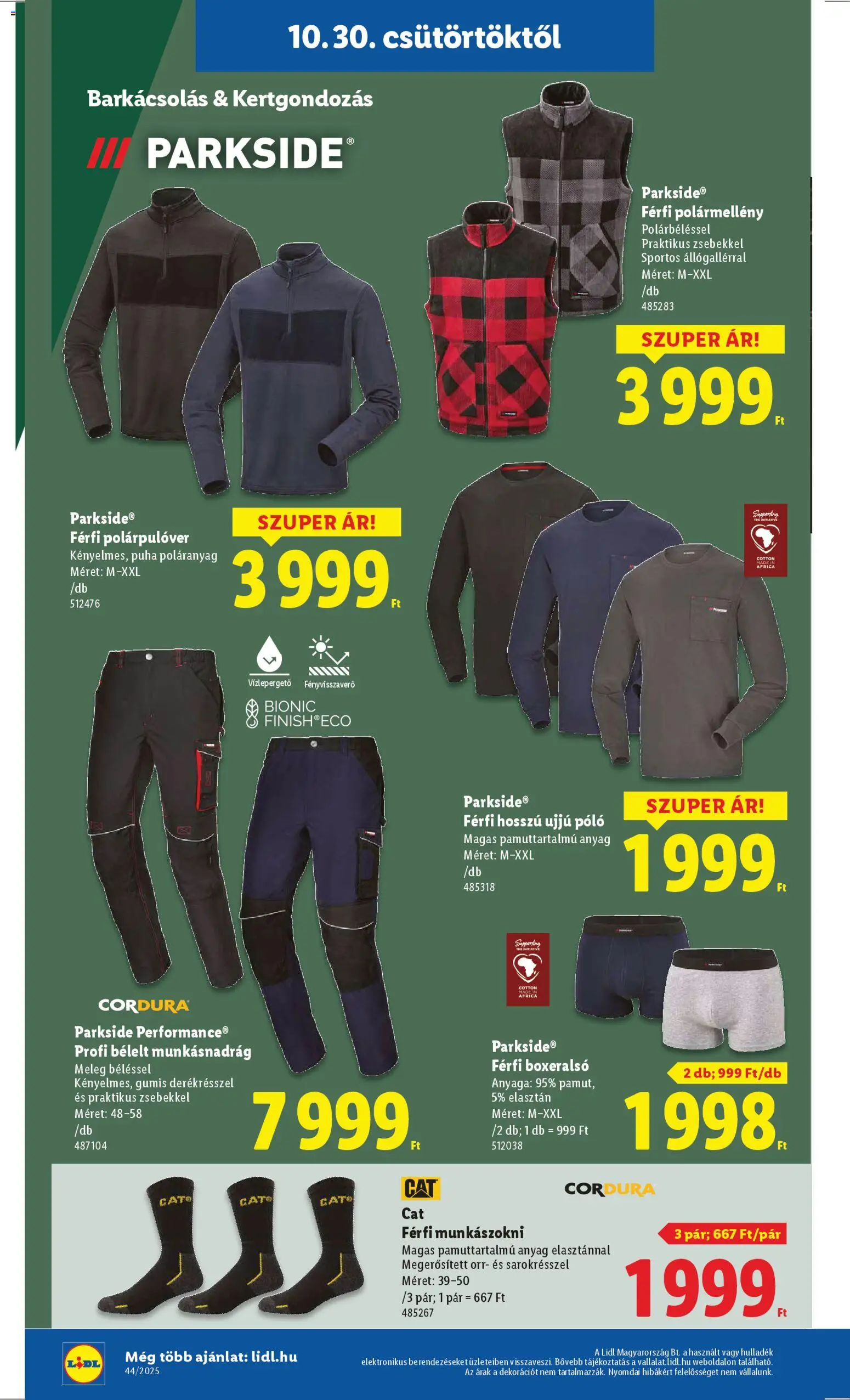 Lidl akciós ujság - amely érvényes a következő dátumtól: 30.10.2025 | Oldal: 18 | Termékek: Parkside, Boxeralsó, Munkásnadrág