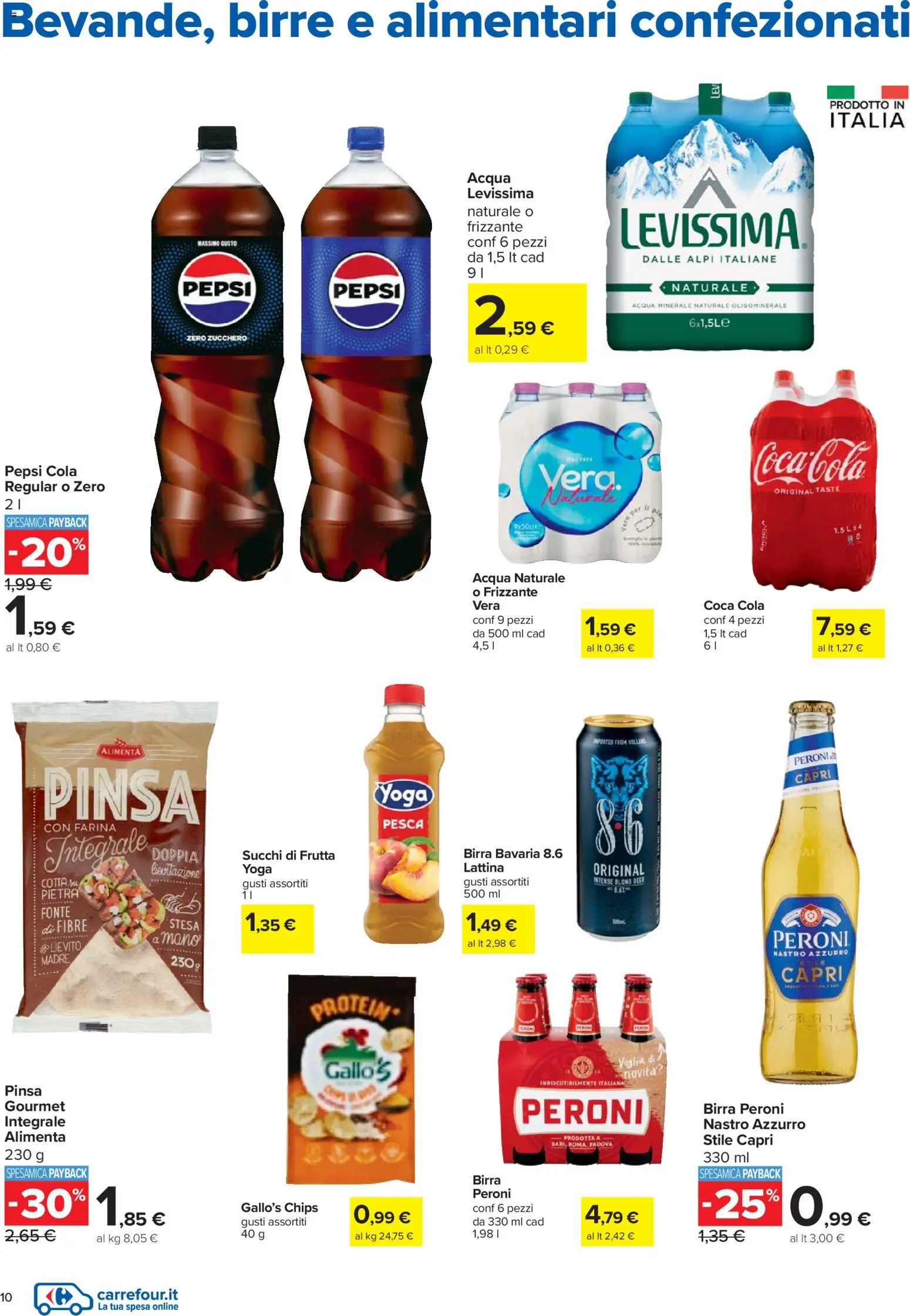 Volantino Carrefour del 27.12.2025 | Pagina: 10 | Prodotti: Zucchero, Farina, Acqua naturale, Pepsi