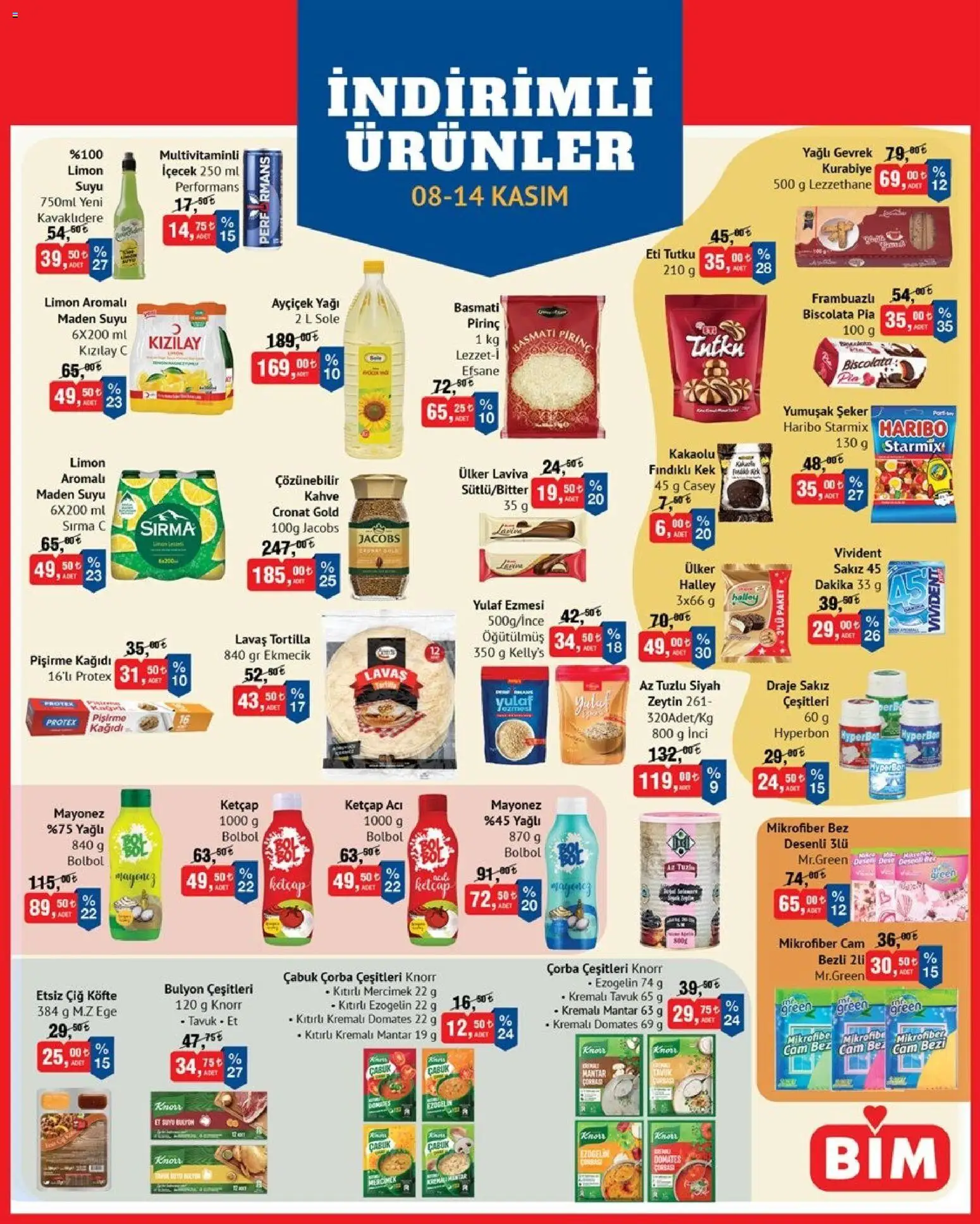 BİM İndirimli Ürünler - 08.11.2025 tarihinden itibaren geçerlidir | Sayfa: 1 | Ürünler: Kahve, Mayonez, Mantar, Maden suyu