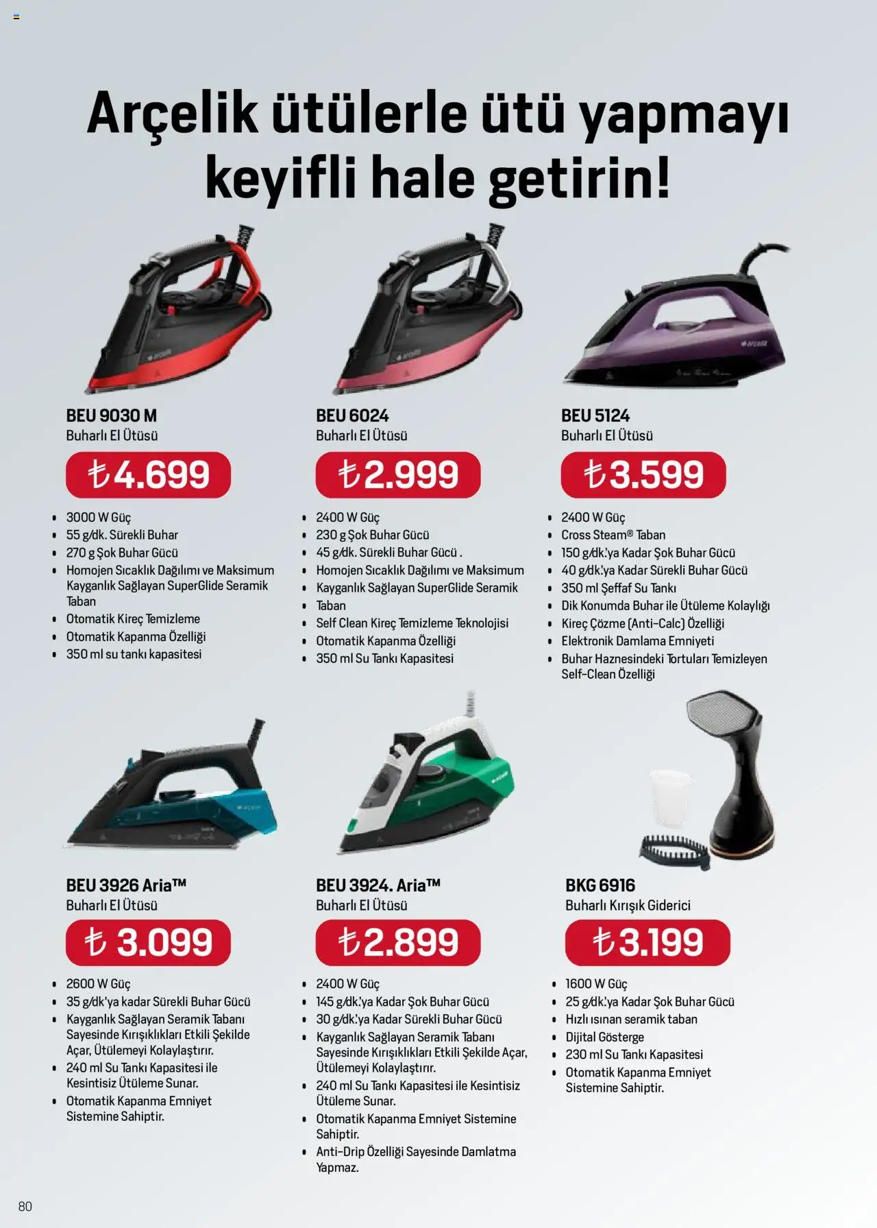 Arçelik Katalog - 01.06.2025 tarihinden itibaren geçerlidir | Sayfa: 80 | Ürünler: Su, Ütü