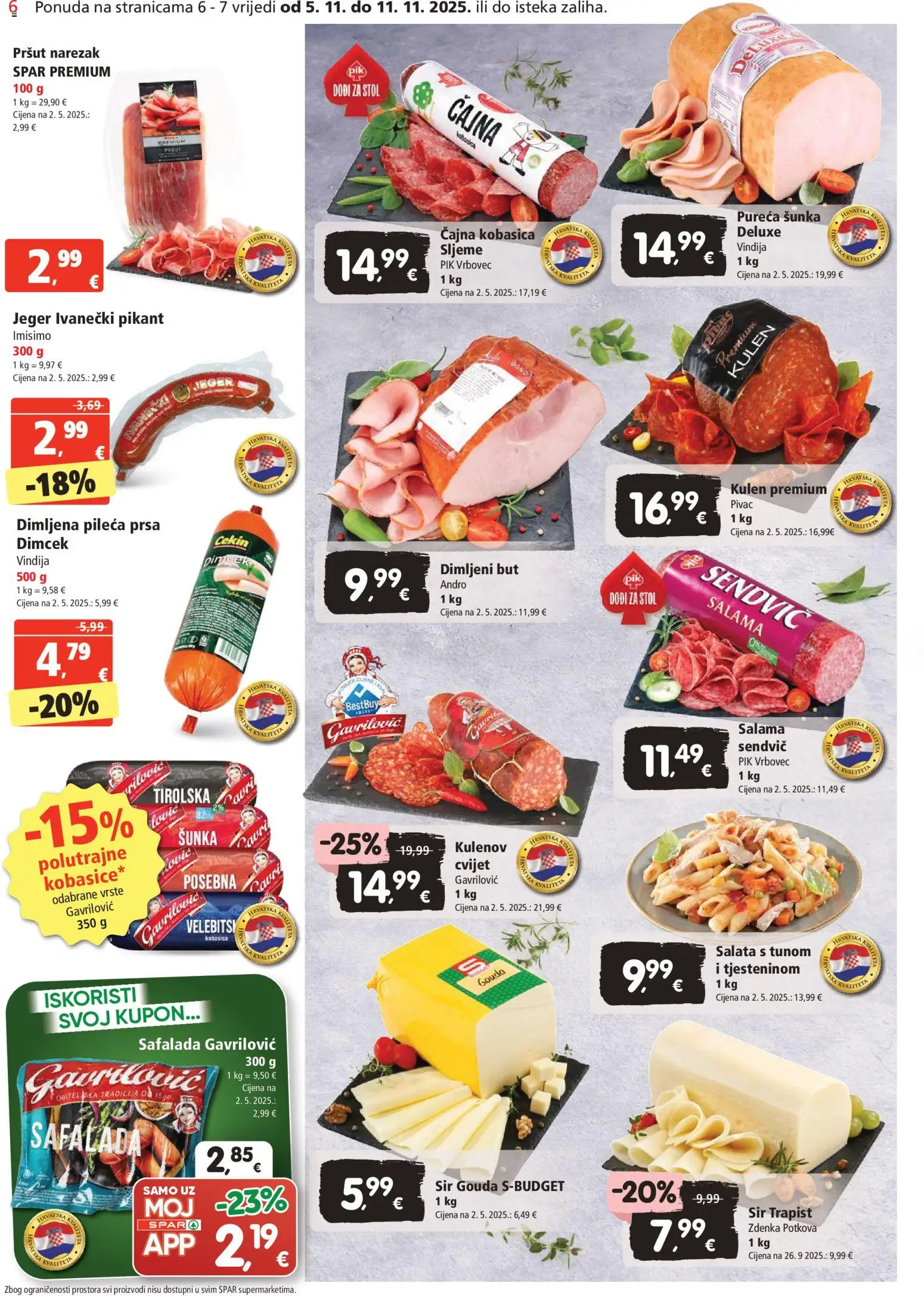 Spar katalog | vrijedi od 05.11.2025 | Stranica: 6 | Proizvodi: Vindija, Narezak, Pik Vrbovec, Pileća prsa