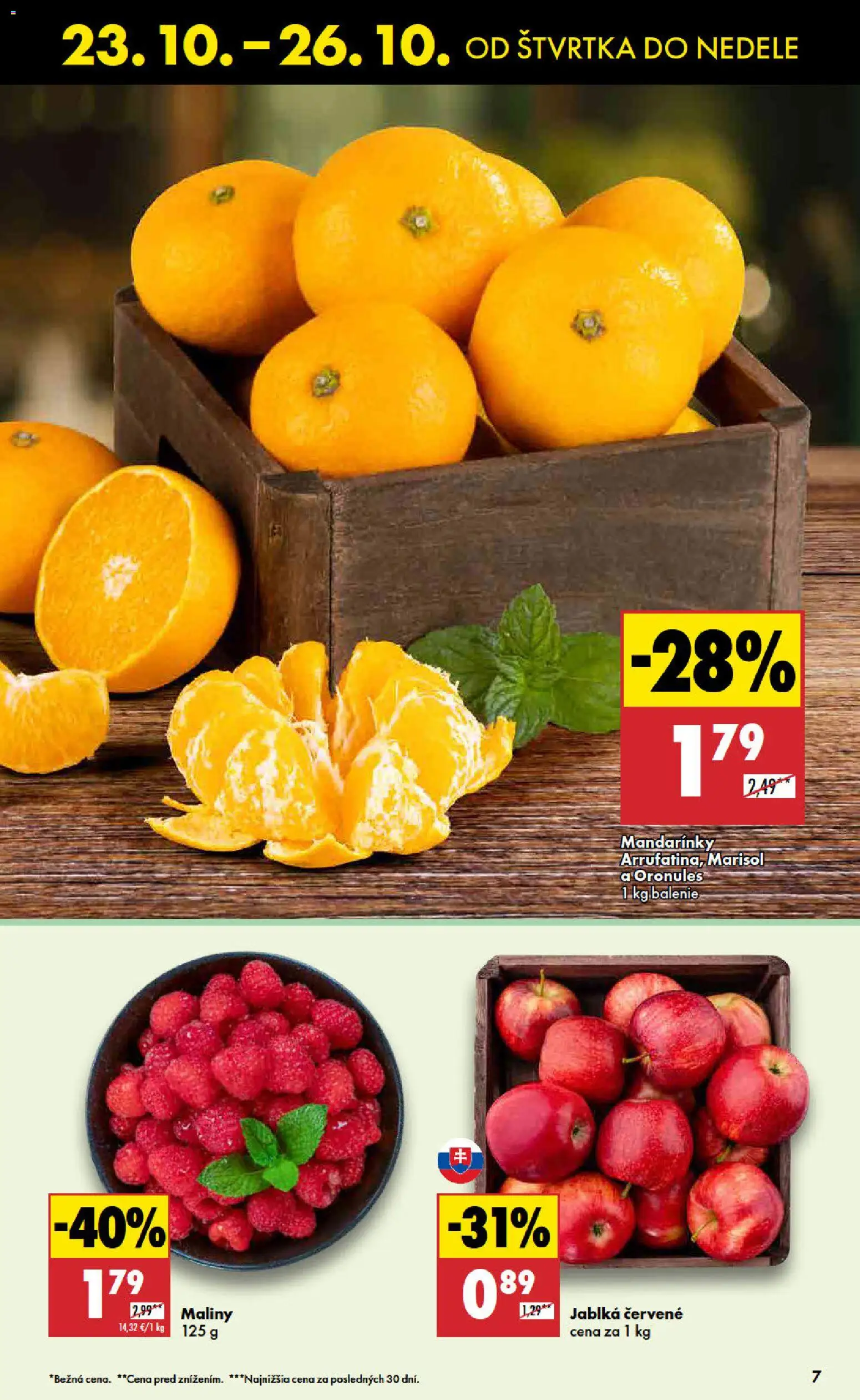 Nové Biedronka akcie – leták je platný od 23.10.2025 | Strana: 7 | Produkty: Jablká, Mandarinky, Maliny