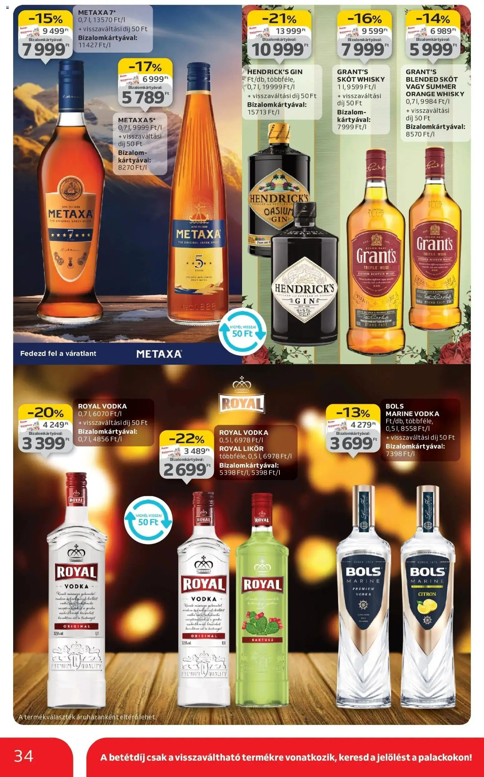 Auchan akciós ujság - amely érvényes a következő dátumtól: 18.12.2025 | Oldal: 34 | Termékek: Gin, Likőr, Vodka, Whisky