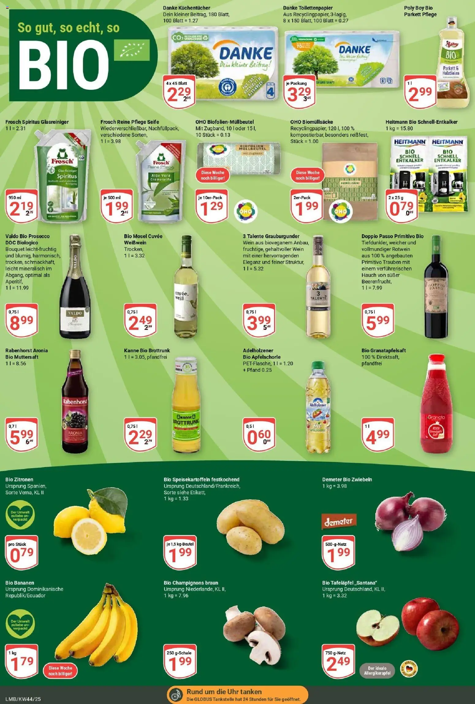 Globus prospekt Limburg	 – gültig ab 26.10.2025 | Seite: 18 | Produkte: Doppio passo primitivo, Bananen, Champignons, Zwiebeln