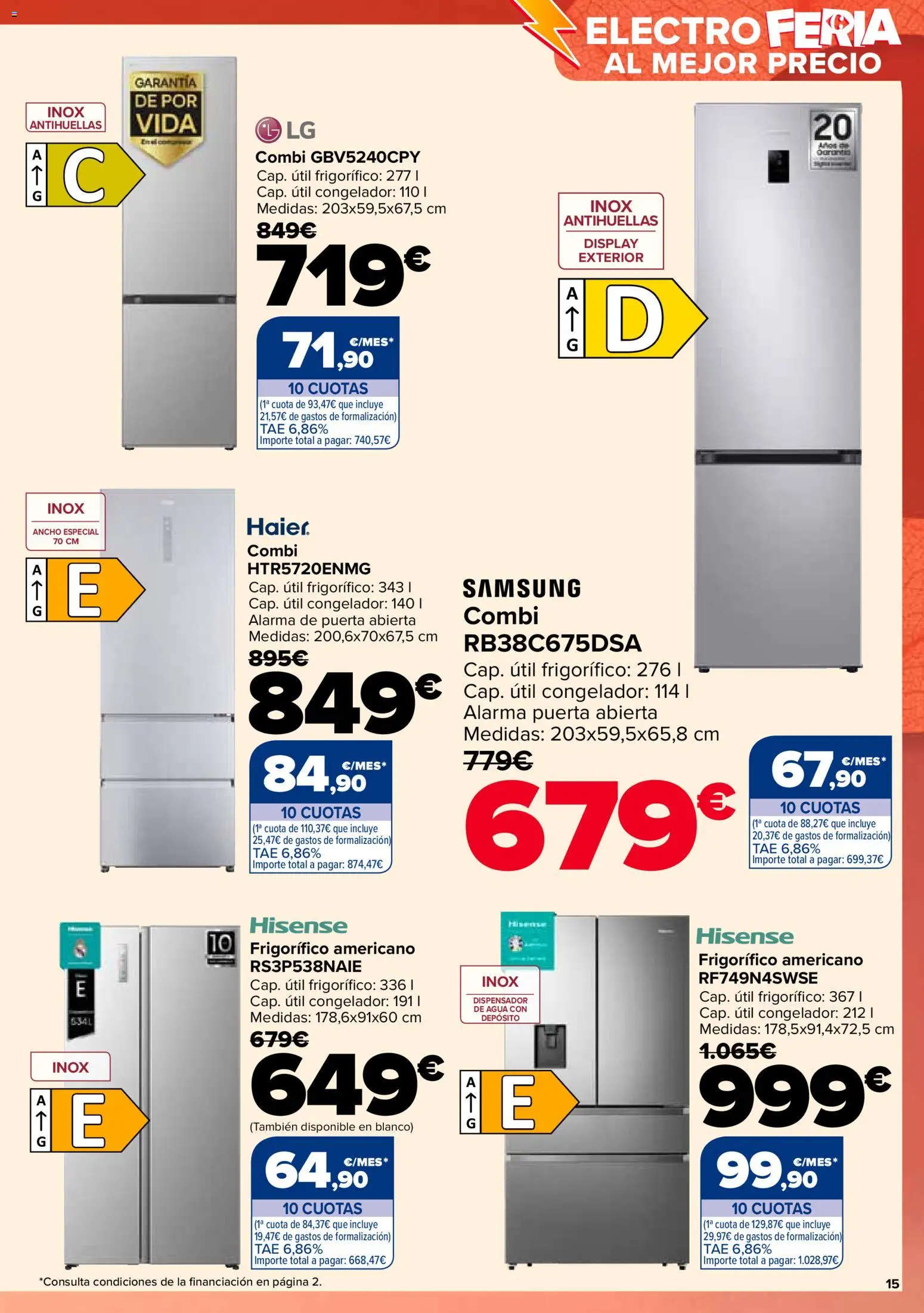 Carrefour folleto │ válido desde el 28.10.2025 | Página: 15 | Productos: Dispensador, Congelador, Combi