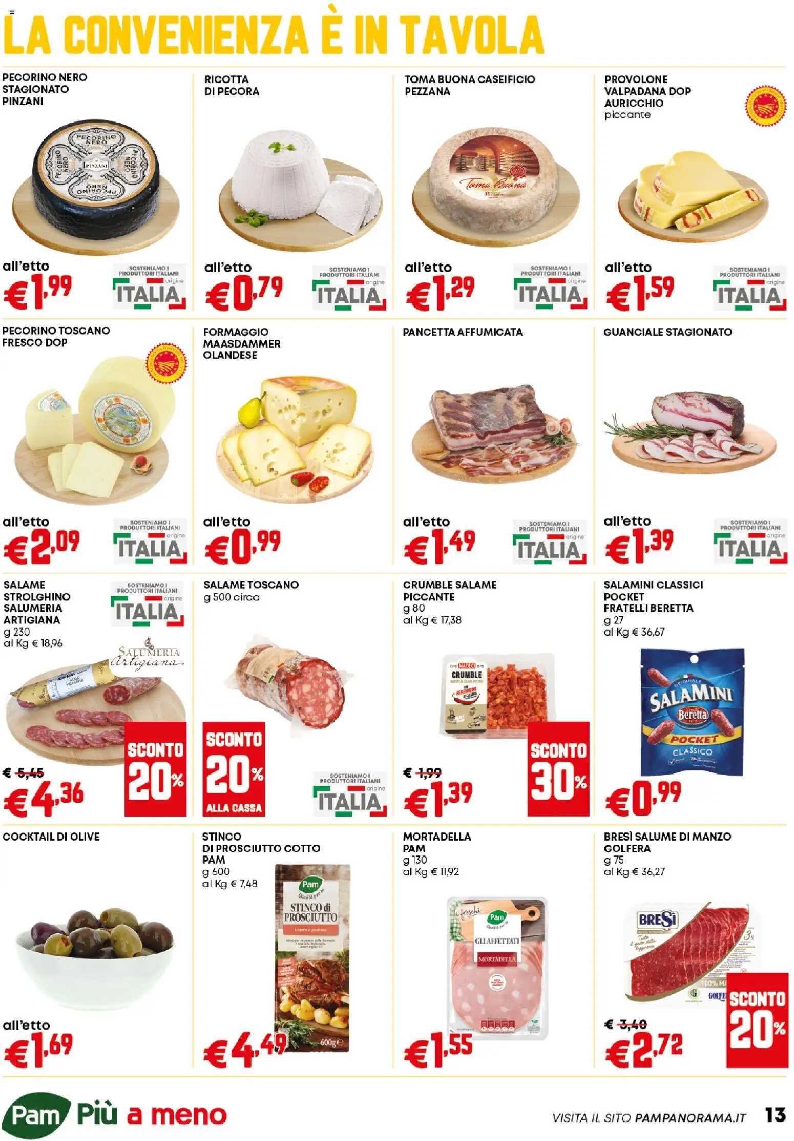 Volantino PAM del 06.11.2025 | Pagina: 13 | Prodotti: Provolone, Manzo, Pancetta, Prosciutto