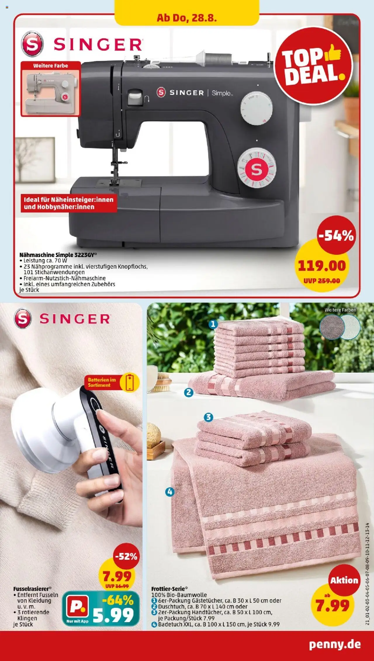 Penny - Sachsen  - gültig ab dem 25.08.2025 | Seite: 21 | Produkte: Nähmaschine, Batterien