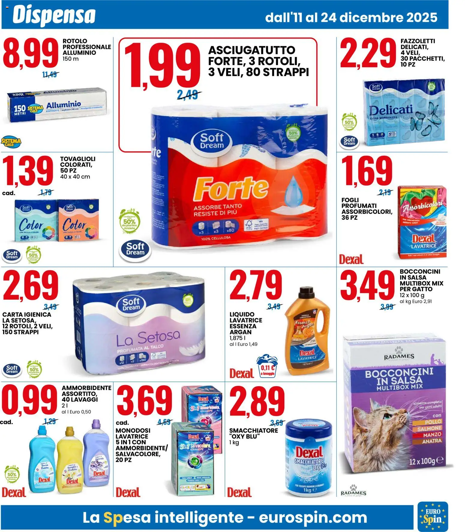 Volantino Eurospin del 11.12.2025 | Pagina: 9 | Prodotti: Salmone, Smacchiatore, Manzo, Lavatrice