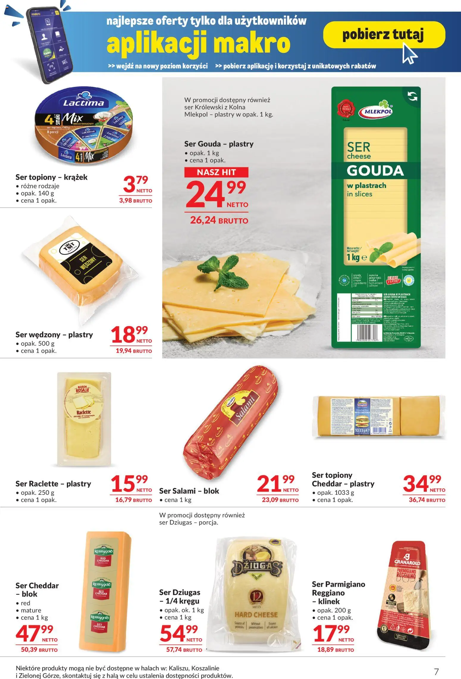 Makro Gazetka - Oferta dla gastronomii od 27.12.2025 | Strona: 7 | Produkty: Ser topiony, Ser, Salami, Cheddar