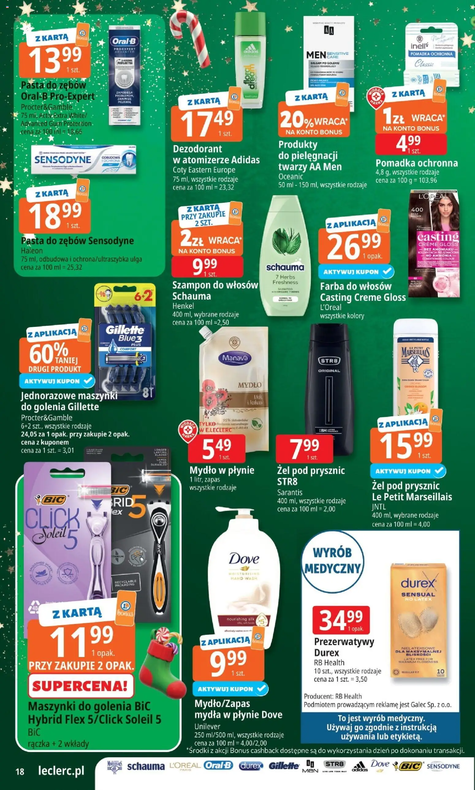E.Leclerc Gazetka - Warszawa Jerozolimskie od 25.11.2025 | Strona: 18 | Produkty: Karta, Gillette, Dezodorant, Pasta do zębów