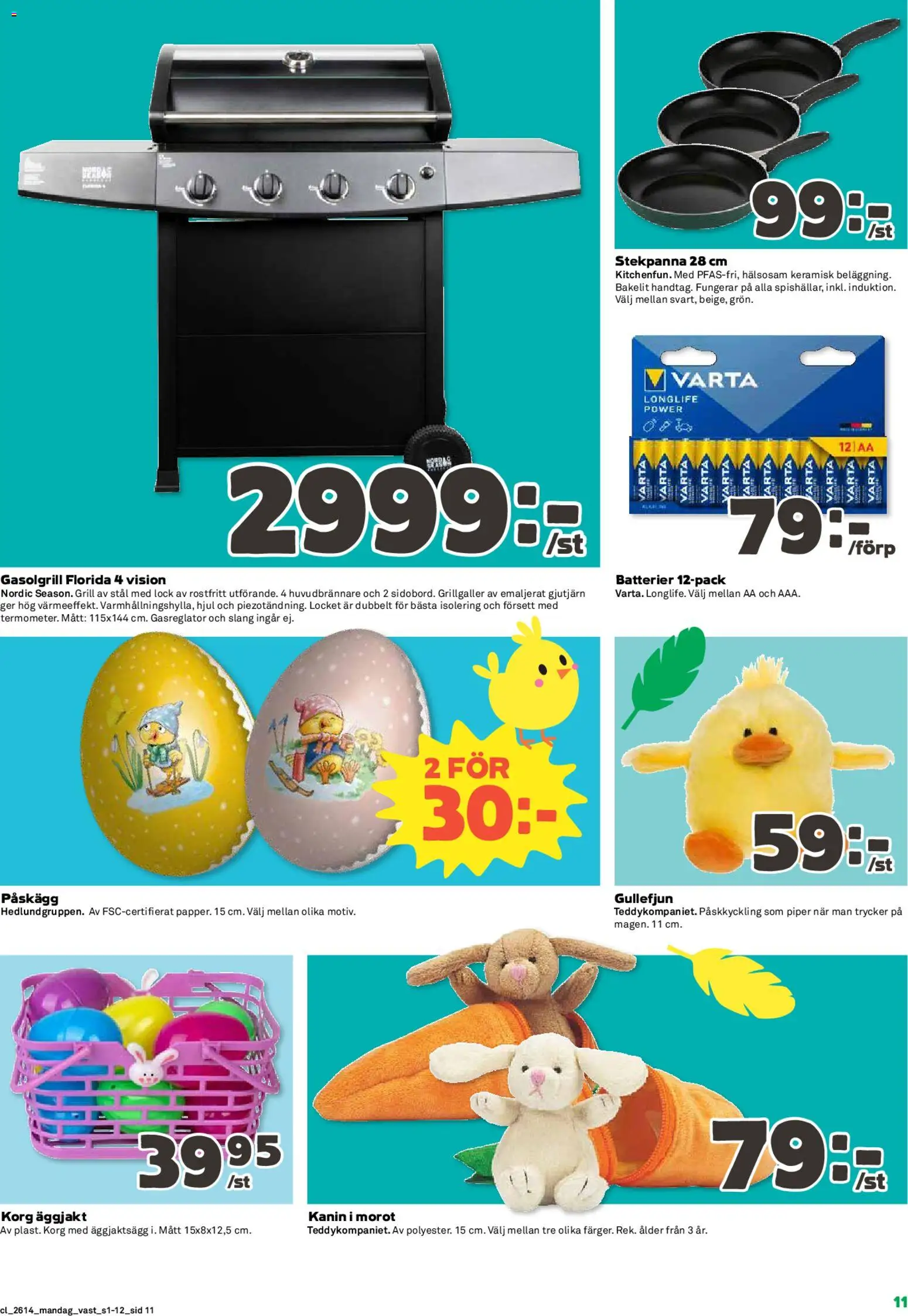 Coop reklamblad aktuell från 30.03.2026 | Sida: 11 | Produkter: Batterier, Grill, Gasolgrill, Morot