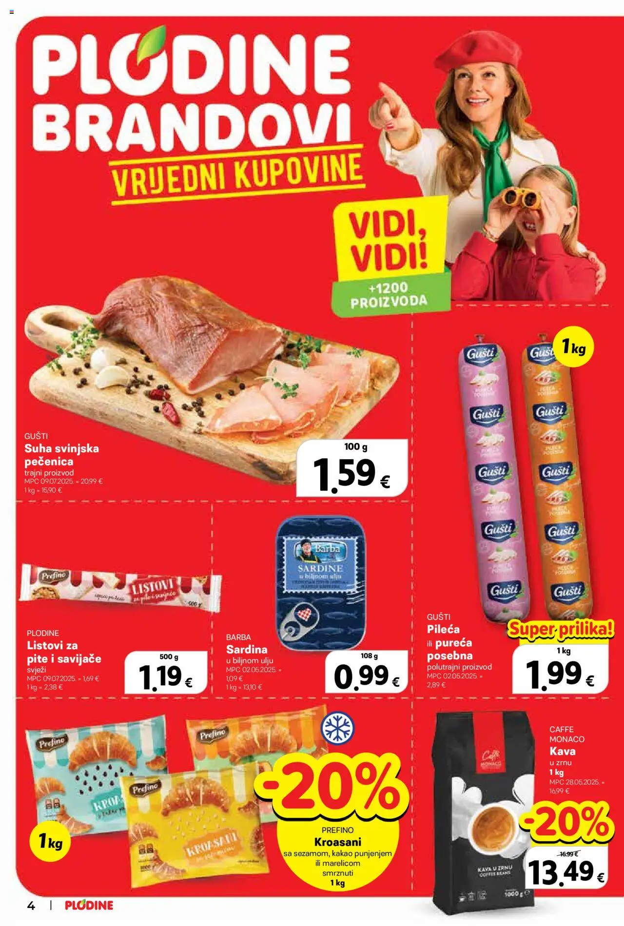 Plodine katalog | vrijedi od 15.10.2025 | Stranica: 4 | Proizvodi: Kava u zrnu, Kava, Sardina, Kakao
