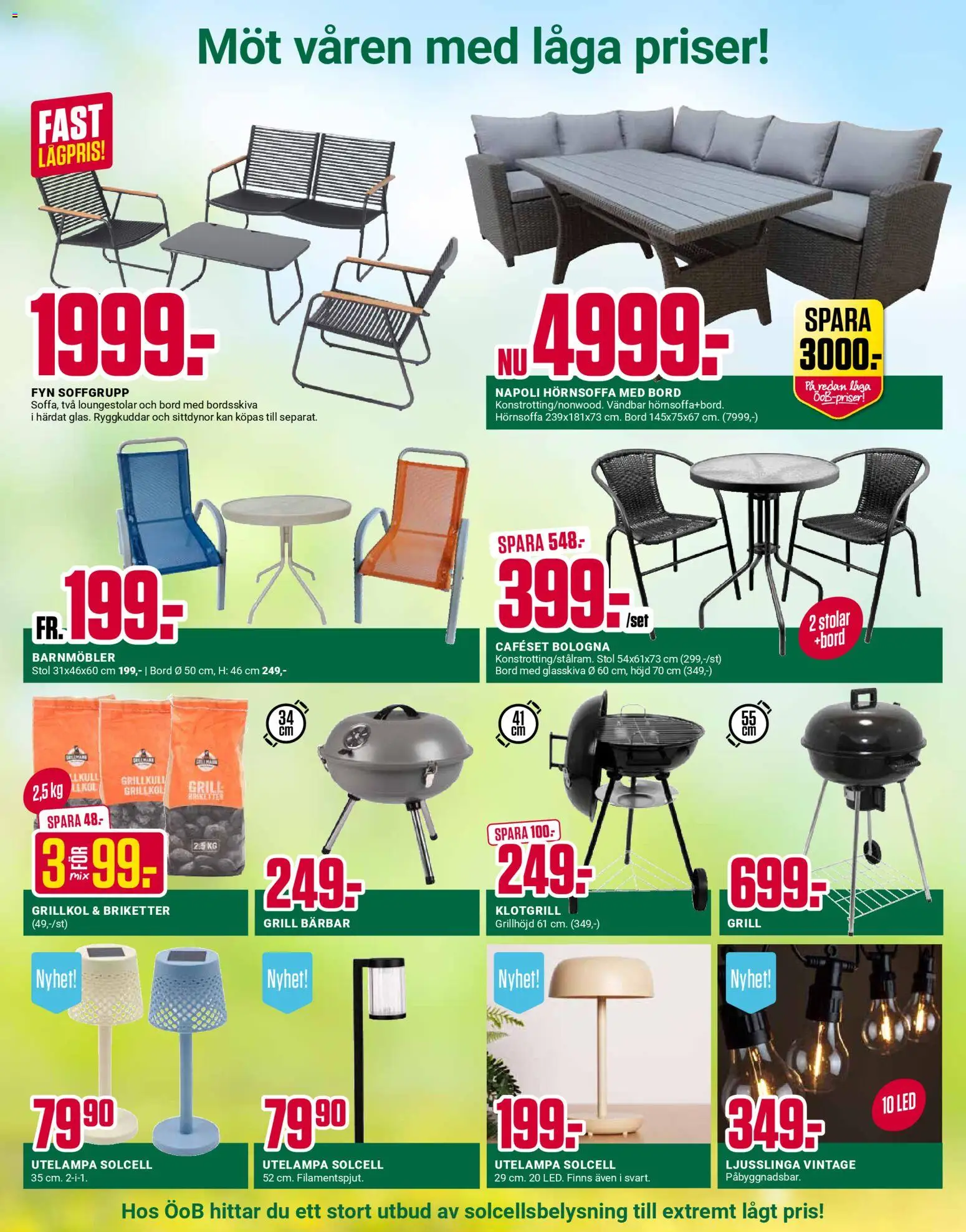 ÖoB reklamblad aktuell från 23.03.2026 | Sida: 10 | Produkter: Solcellsbelysning, Briketter, Bord, Stol