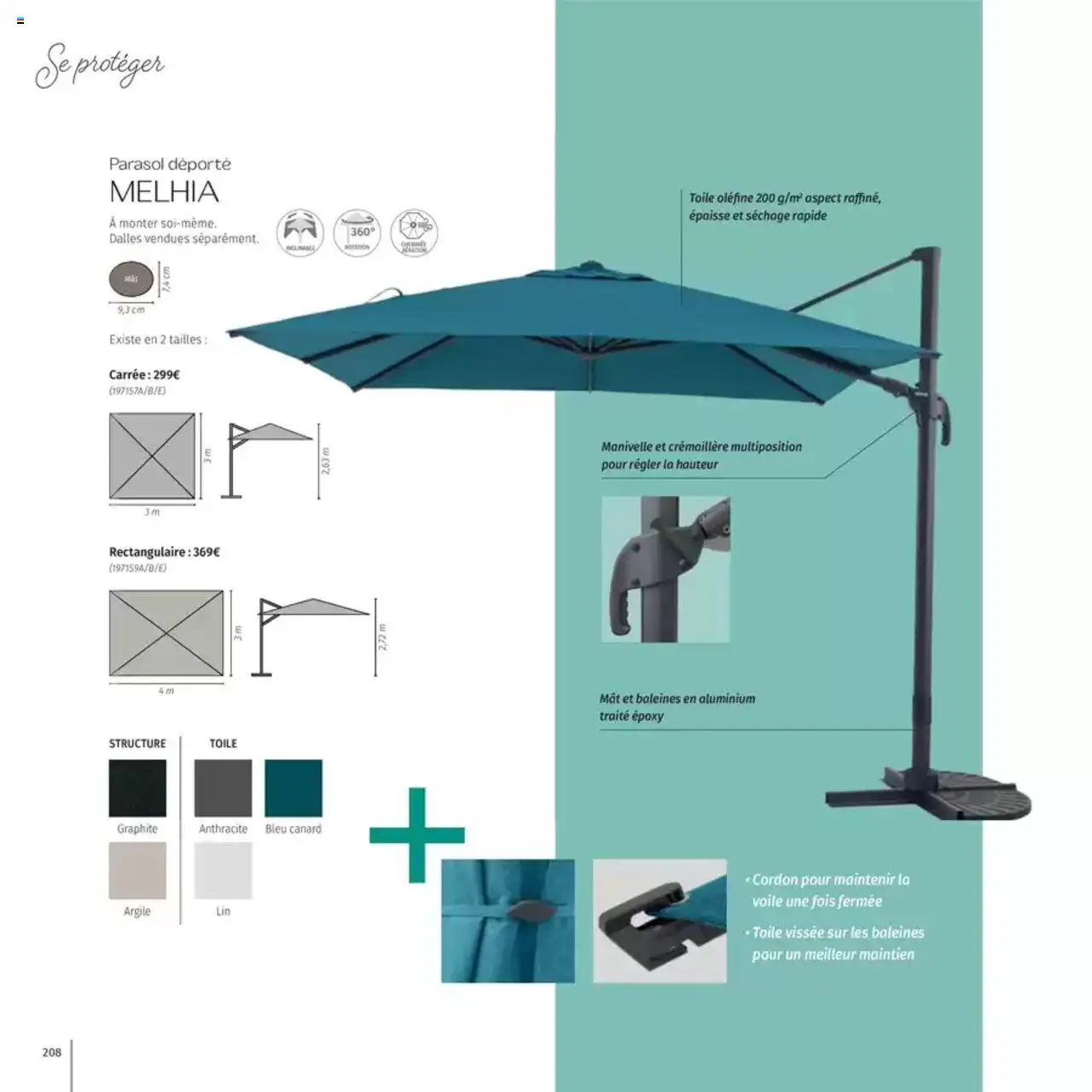  | Page: 208 | Produits: Argile, Parasol déporté, Parasol
