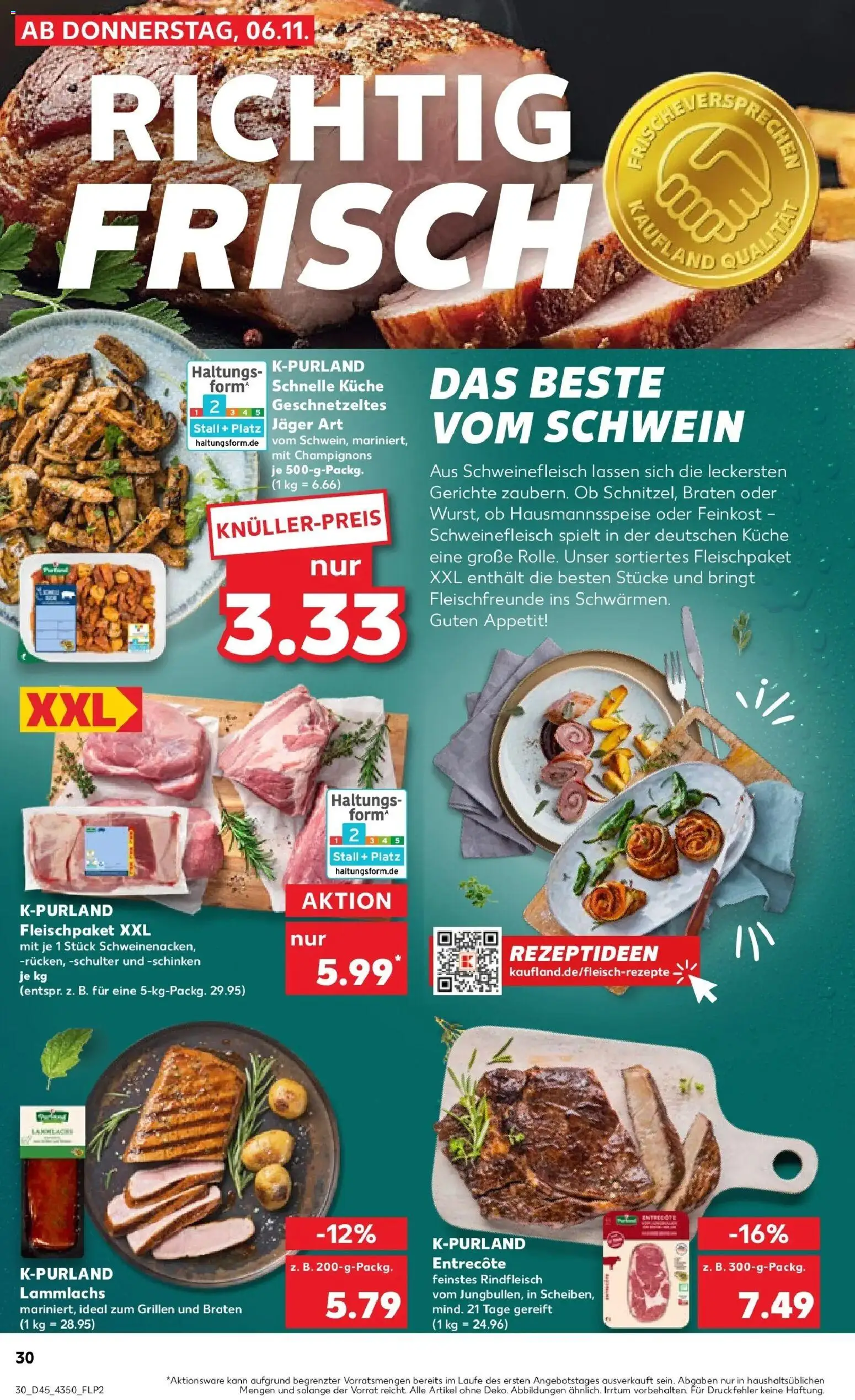 Kaufland prospekt Berlin	 – gültig ab 10.11.2025 | Seite: 30 | Produkte: Schweinenacken, Entrecote, Champignons, Schinken