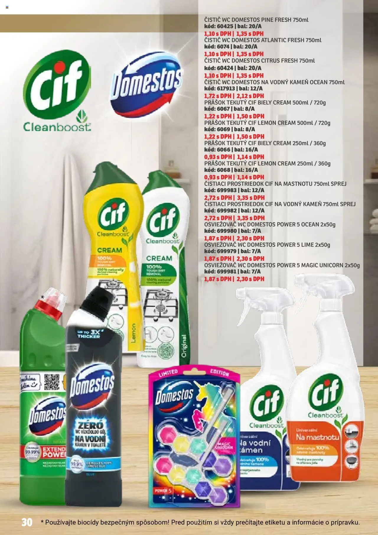 Nové Labaš akcie – leták je platný od 19.09.2025 | Strana: 30 | Produkty: Wc, Čistiaci prostriedok, Cif, Domestos
