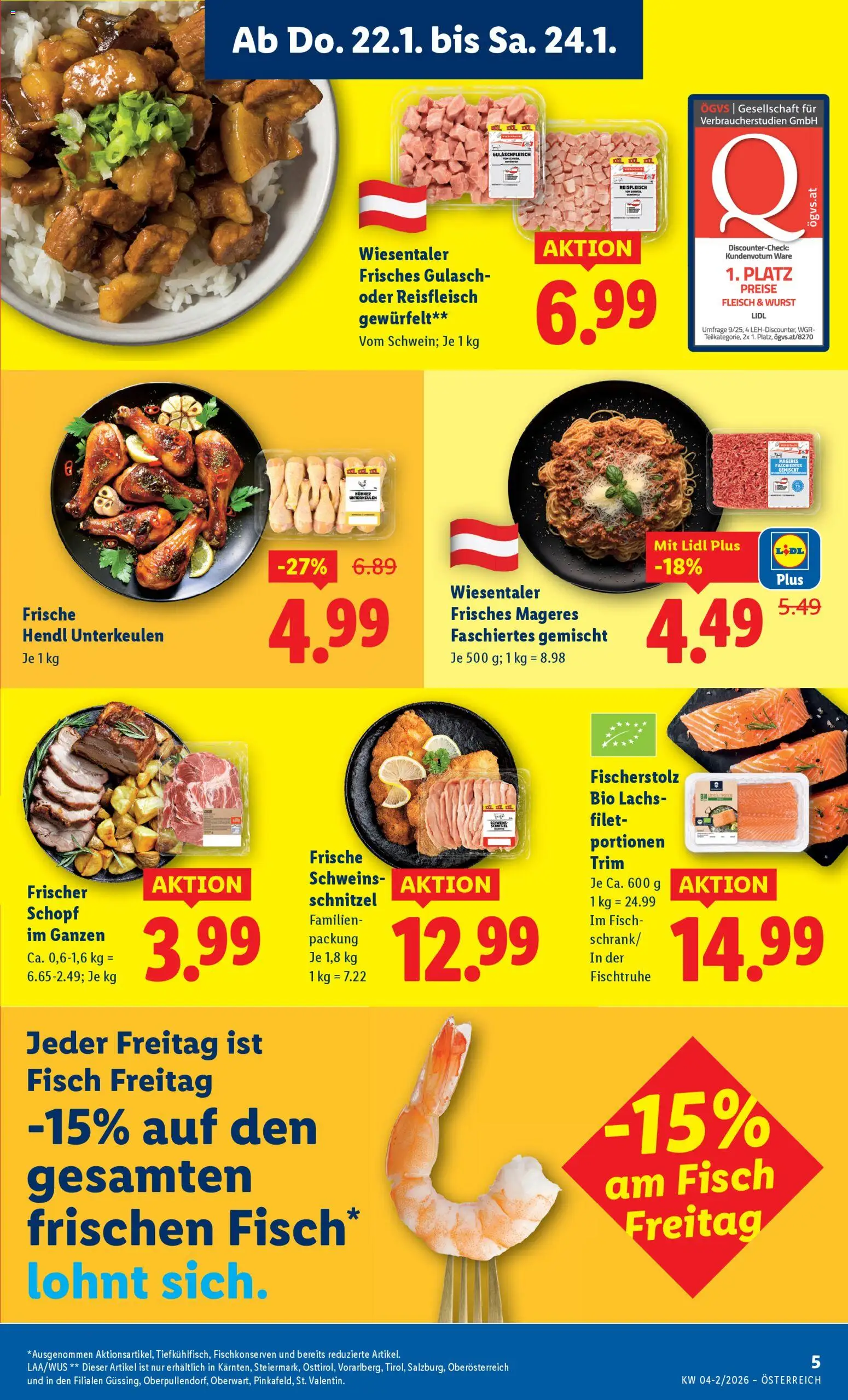 Lidl Flugblatt - Altenmarkt im Pongau, St. Johann im Pongau, Zell am See gültig ab 22.01.2026 | Seite: 9 | Produkte: Wurst, Fisch