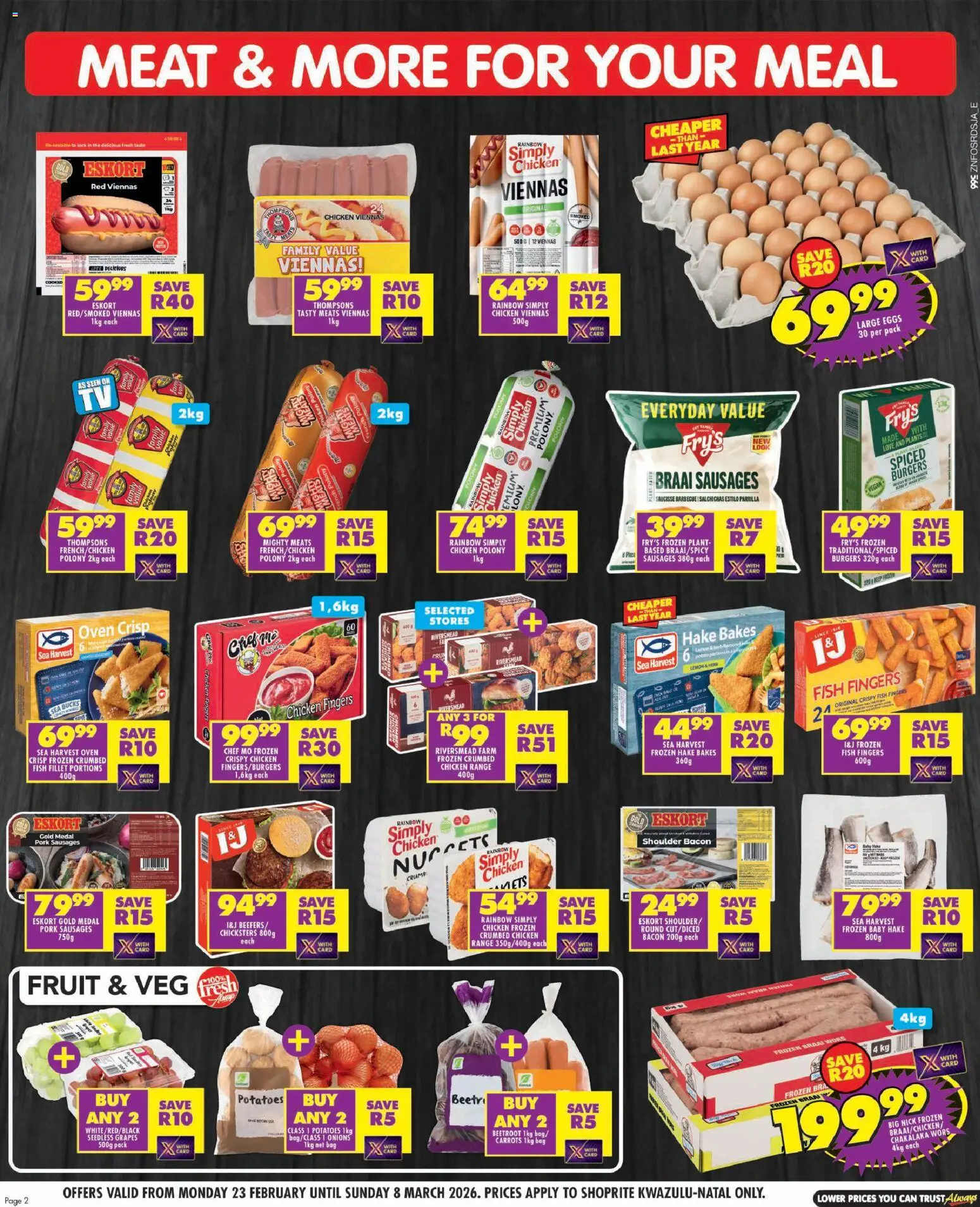 New Shoprite catalogue – valid from 23.02.2026 | Page: 2 | Products: Lock, Chicken, Potatoes, Fry's