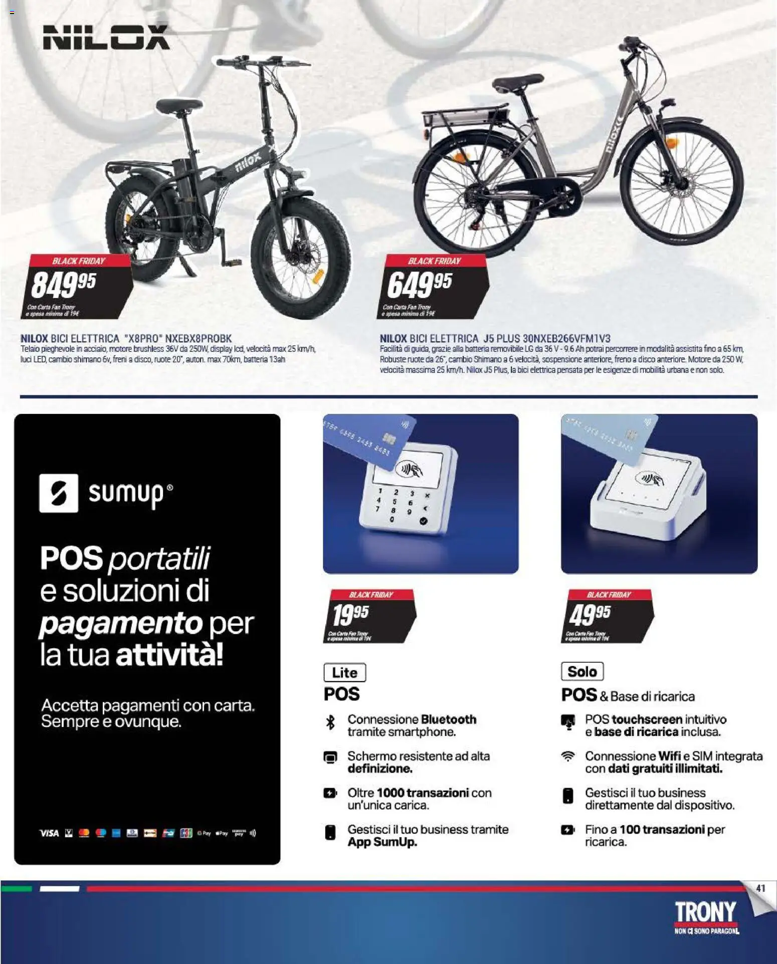 Volantino Trony del 25.11.2025 | Pagina: 41 | Prodotti: Schermo, Disco, Bici elettrica, Batteria