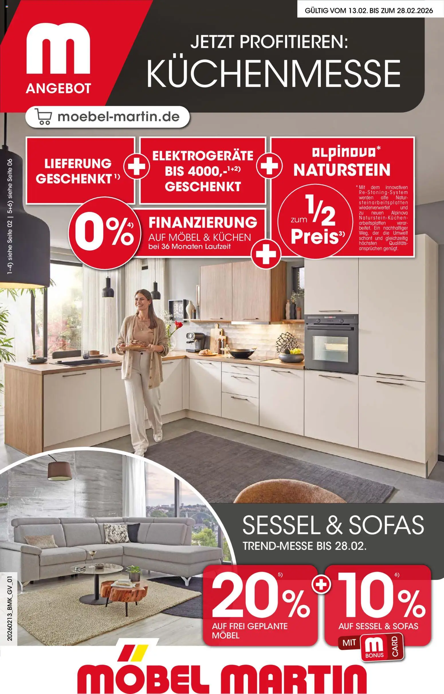 Möbel Martin Küchenmesse – gültig ab 13.02.2026 | Seite: 1 | Produkte: Sessel, Kuchen