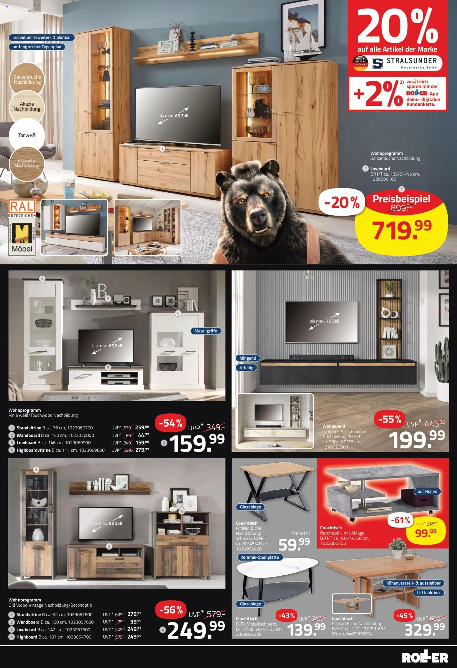 Roller - Black Friday – gültig ab 23.11.2025 | Seite: 7 | Produkte: Wohnwand, Lowboard, HIghboard, Couchtisch