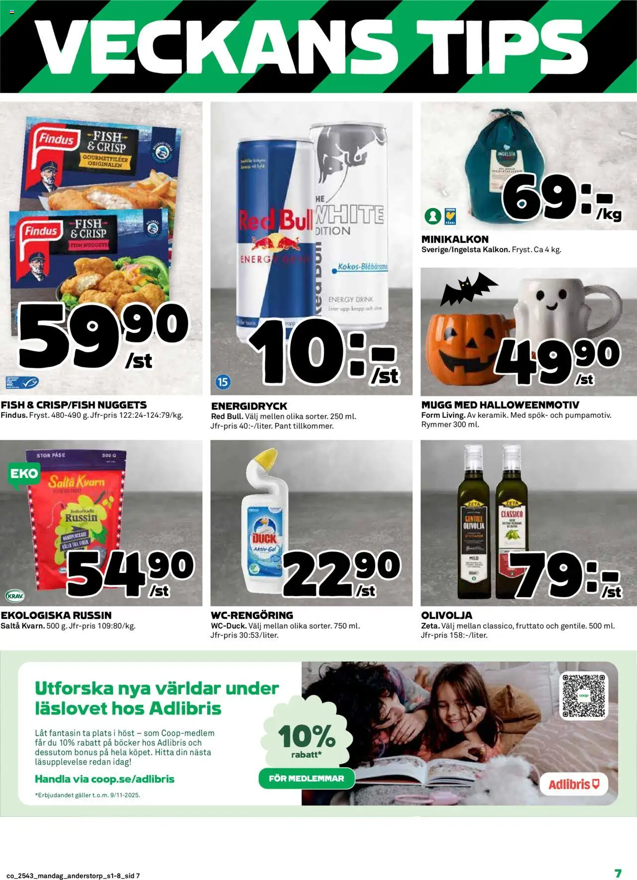 Coop reklamblad aktuell från 20.10.2025 | Sida: 7 | Produkter: Kvarn, Galler, Olivolja, Energidryck