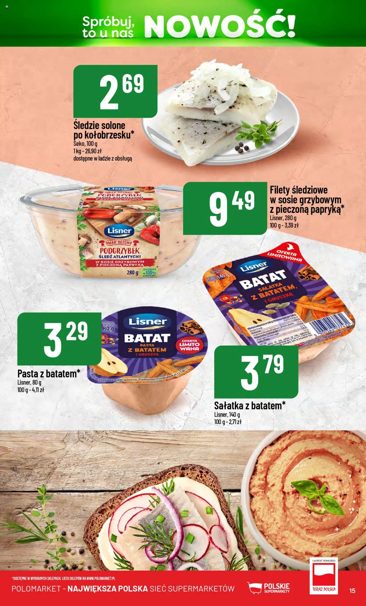 POLOmarket Gazetka - Nowości od 14.10.2025 | Strona: 15 | Produkty: Batat, Śledź, Papryka, Sałatka