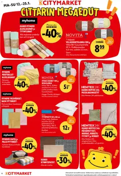 K-Citymarket-mainoslehti voimassa 12.01.2026 alkaen | Sivu: 6 | Tuotteet: Tyynysetti, Tyynyt, Pyyhkeet