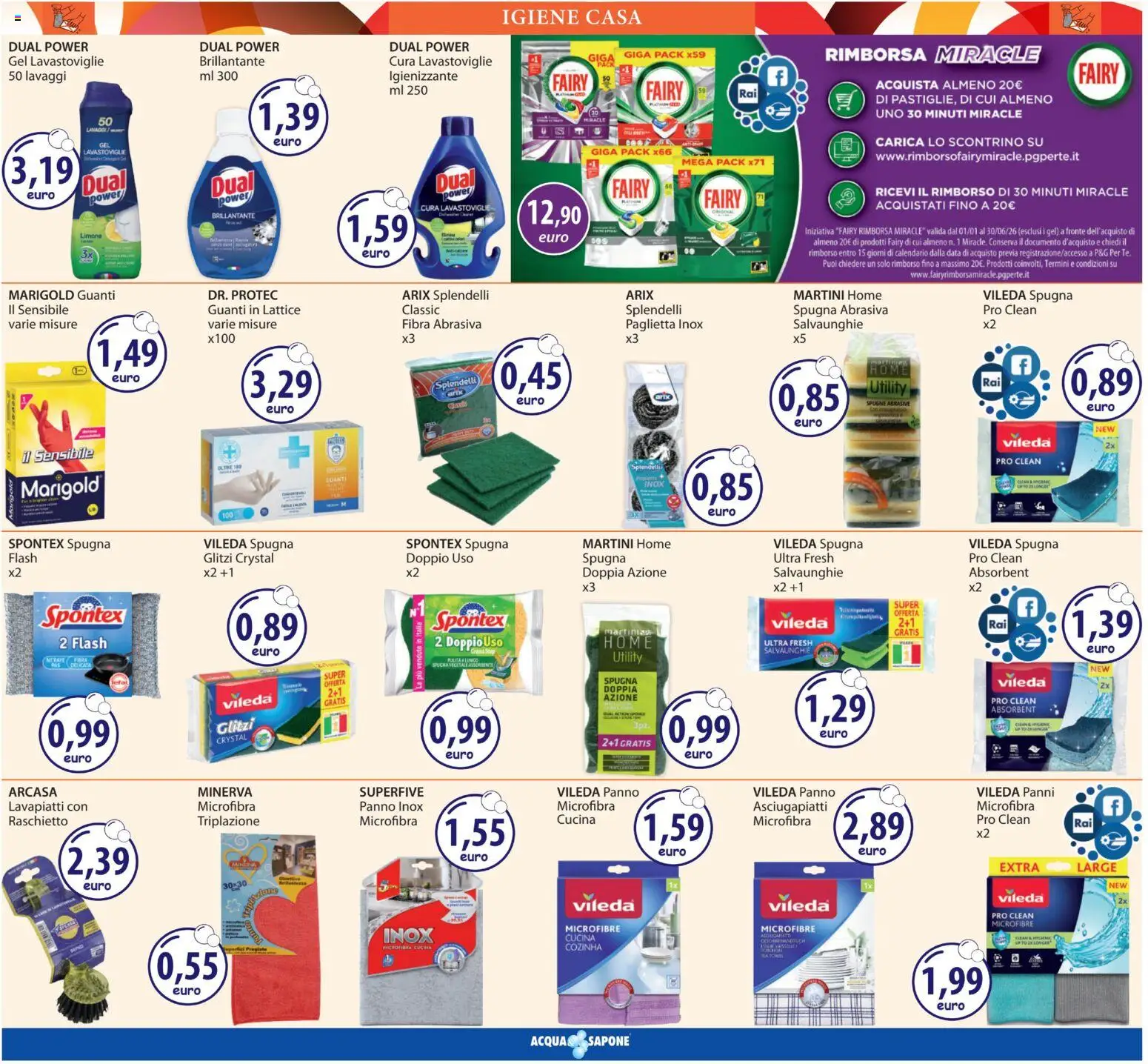 Volantino Acqua e Sapone del 12.03.2026 | Pagina: 14 | Prodotti: Spugna, Limone, Guanti, Lavastoviglie