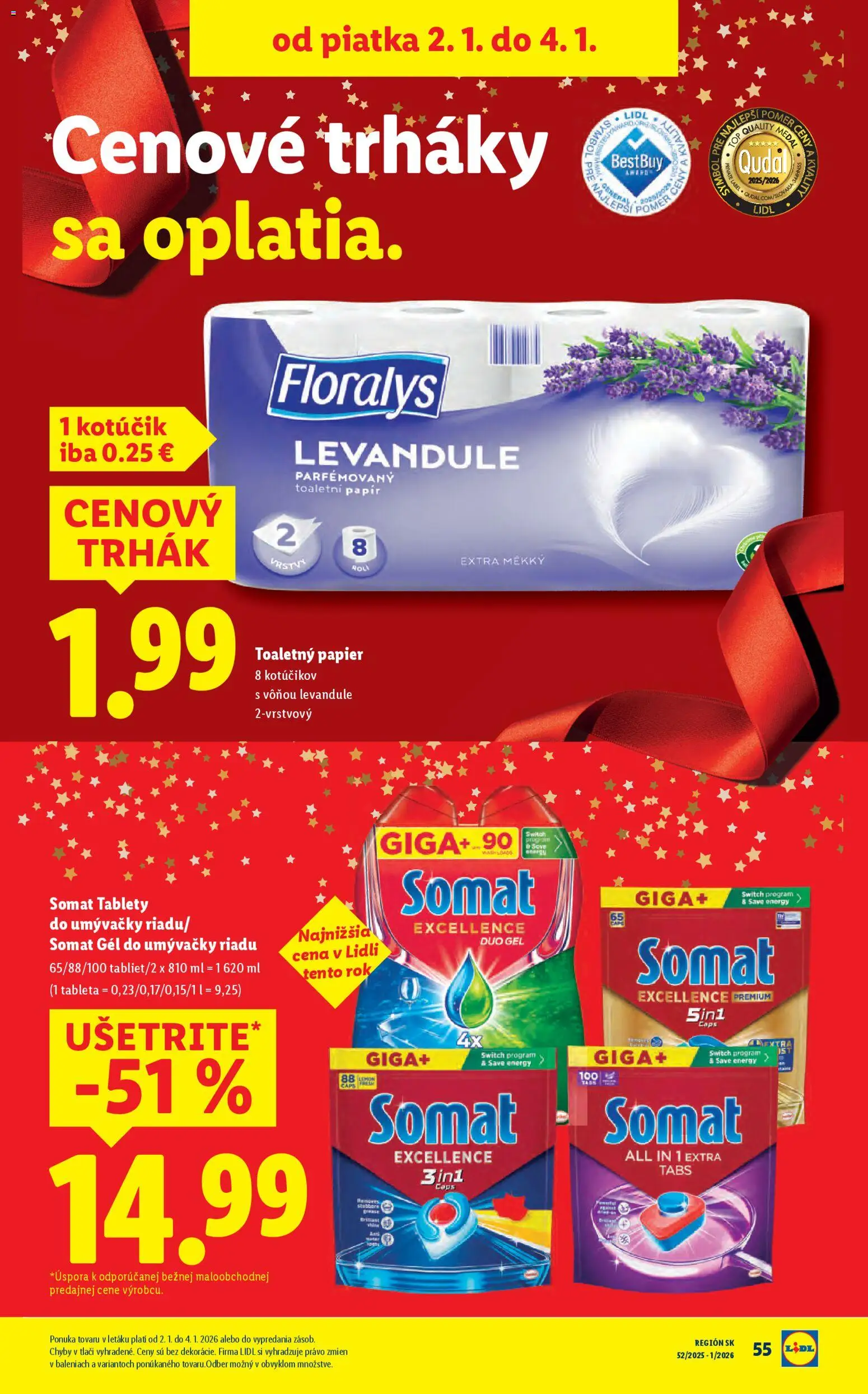 Nové Lidl akcie – leták je platný od 02.01.2026 | Strana: 2 | Produkty: Toaletný papier