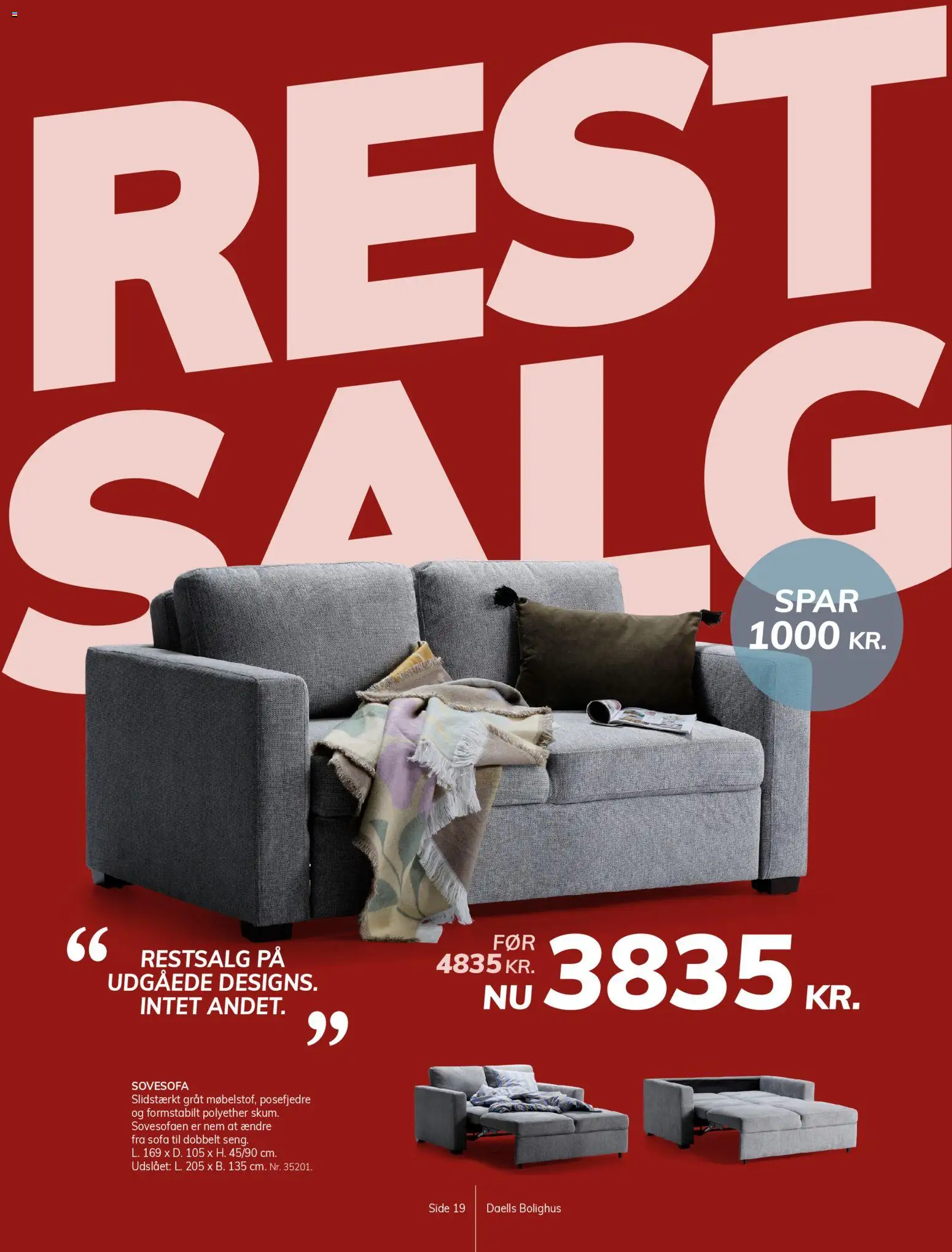 Daells Bolighus tilbudsavis – gyldig fra 14.01.2026 | Side: 19 | Produkter: Sofa