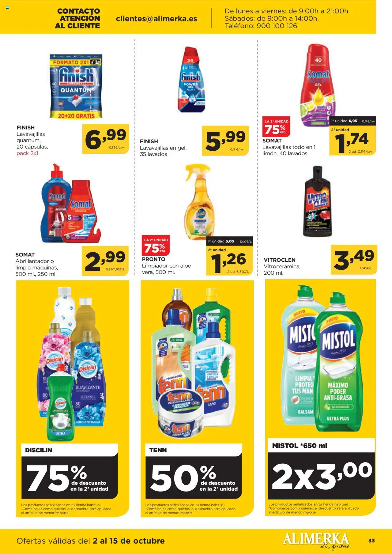 Alimerka folleto Asturias │ válido desde el 02.10.2025 | Página: 33 | Productos: Teléfono, Suavizante, Lavavajillas