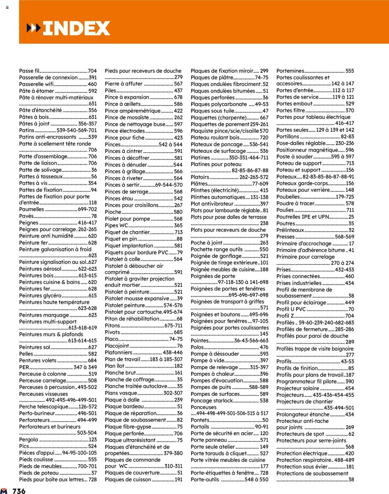  | Page: 736 | Produits: Boîte aux lettres, Plâtre, Prises, Colle