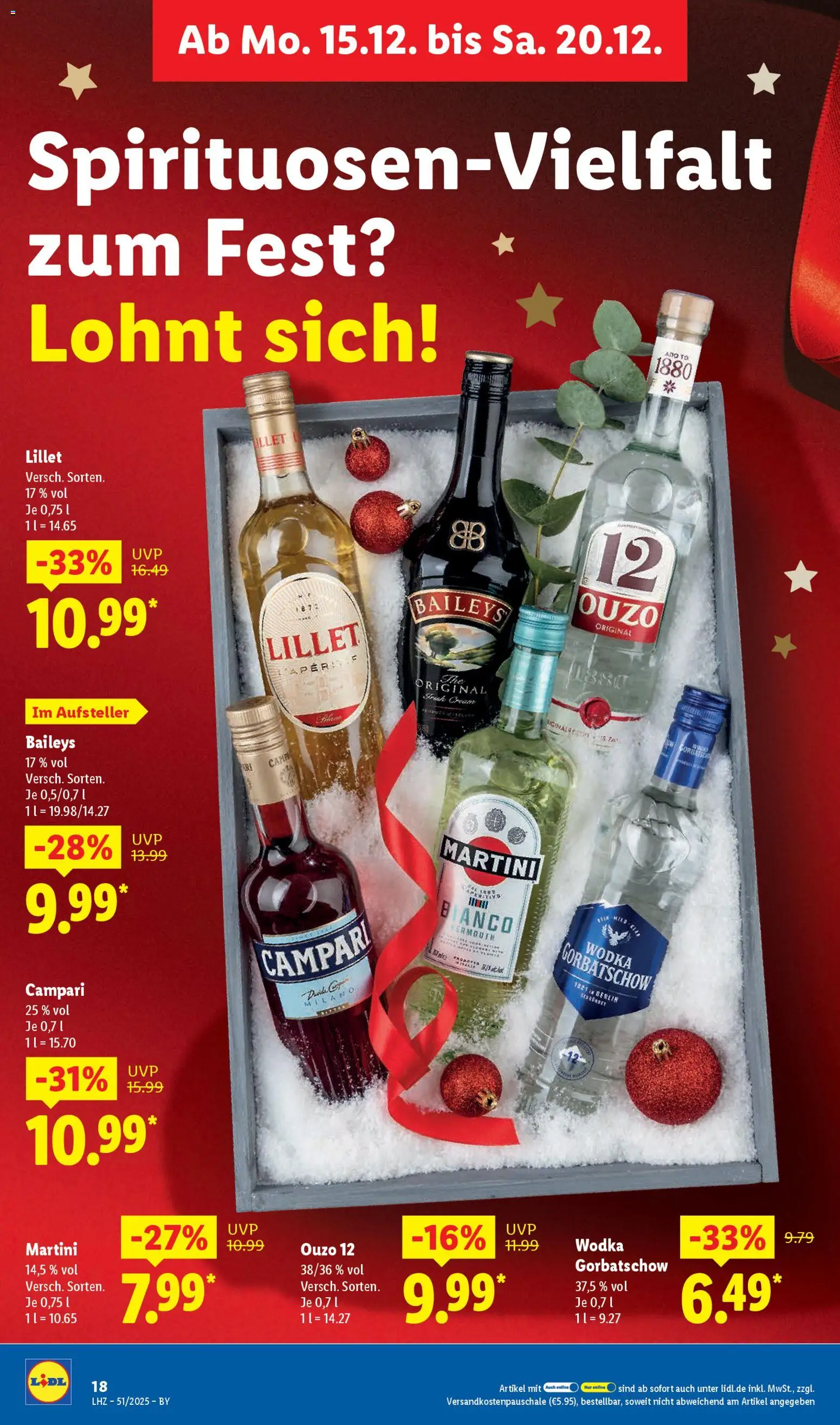 Lidl Prospekt München – gültig ab 15.12.2025 | Seite: 30 | Produkte: Martini, Ouzo 12, Lillet, Baileys