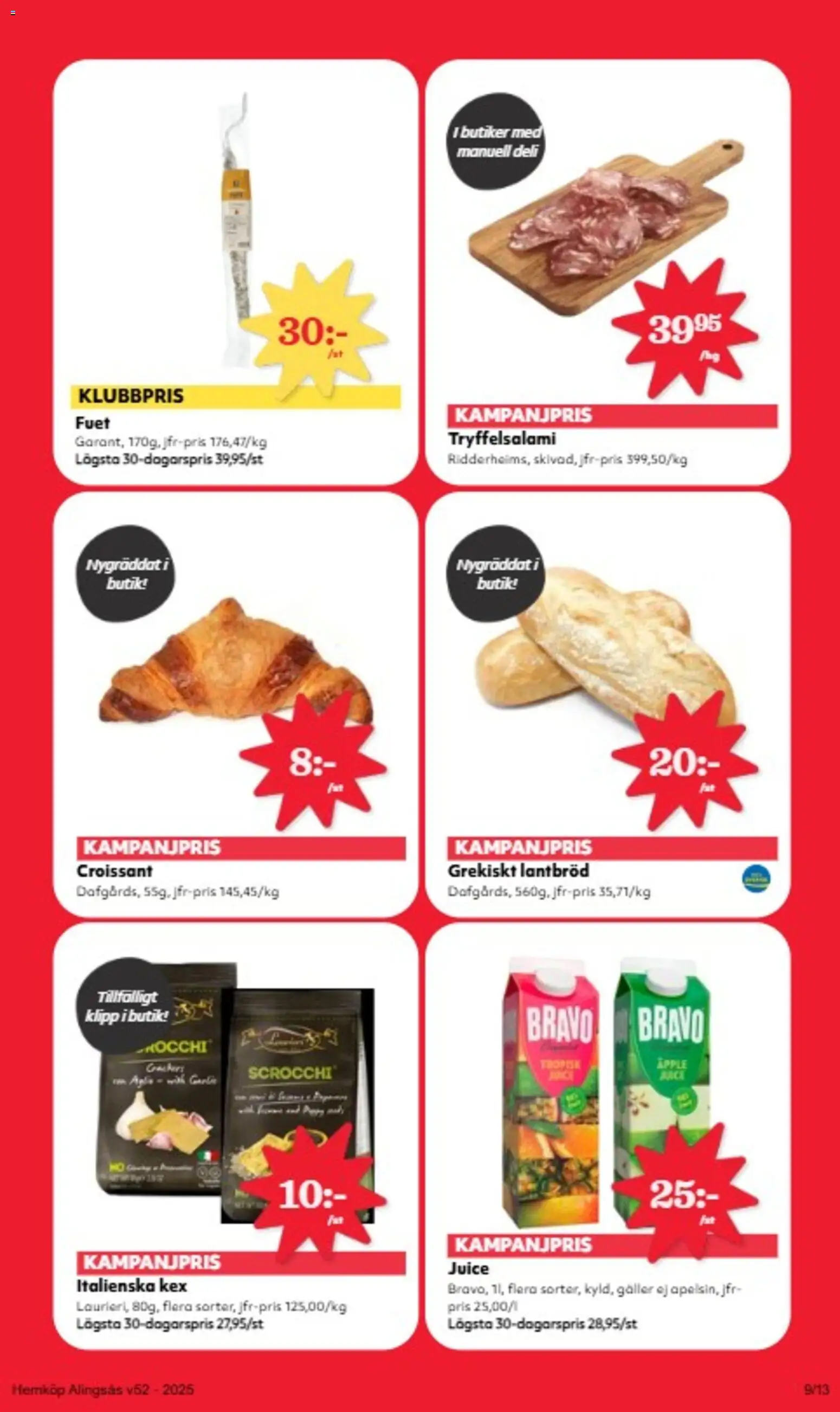 Hemköp reklamblad aktuell från 22.12.2025 | Sida: 9 | Produkter: Salami, Lantbröd, Juice, Äpple