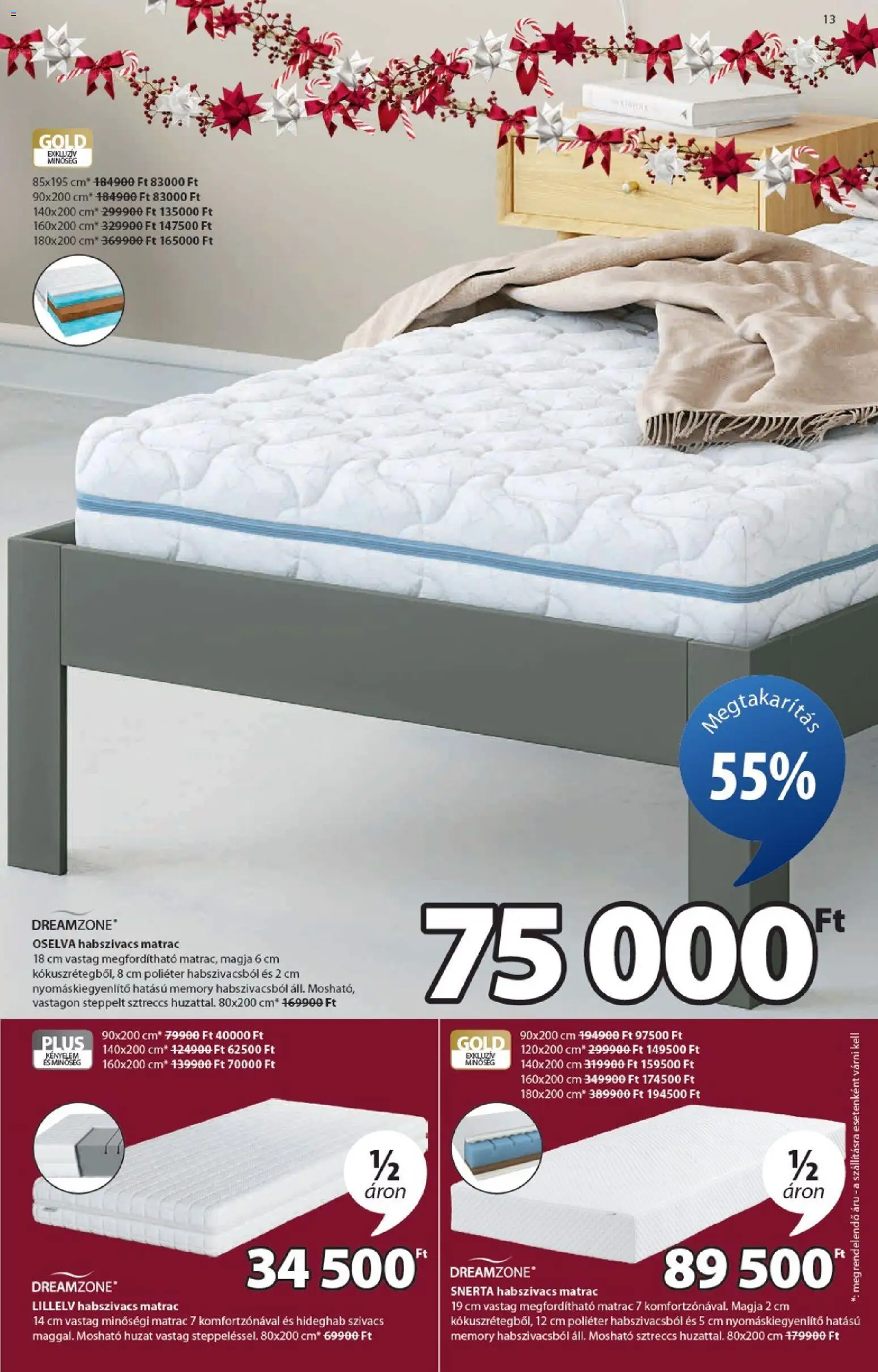 JYSK akciós ujság - amely érvényes a következő dátumtól: 17.12.2025 | Oldal: 13 | Termékek: Matrac
