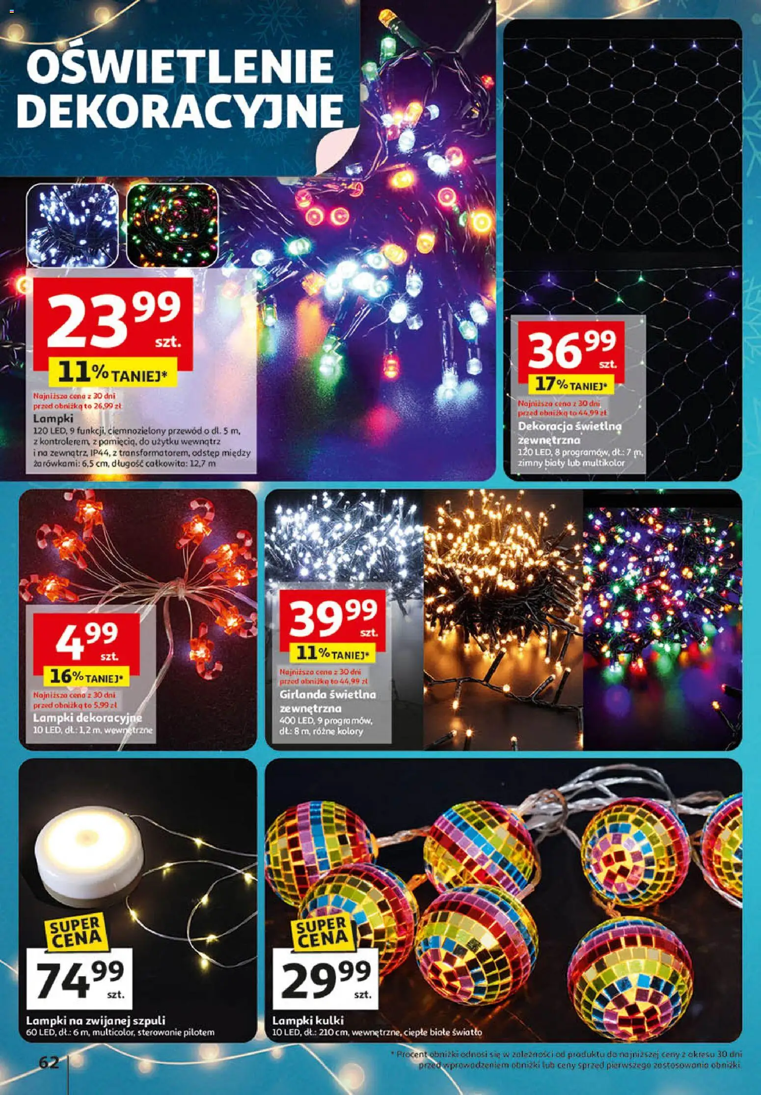 Auchan Gazetka - Zabawki Święta jak babcię kocham Hipermarket od 06.11.2025 | Strona: 62 | Produkty: Lampki