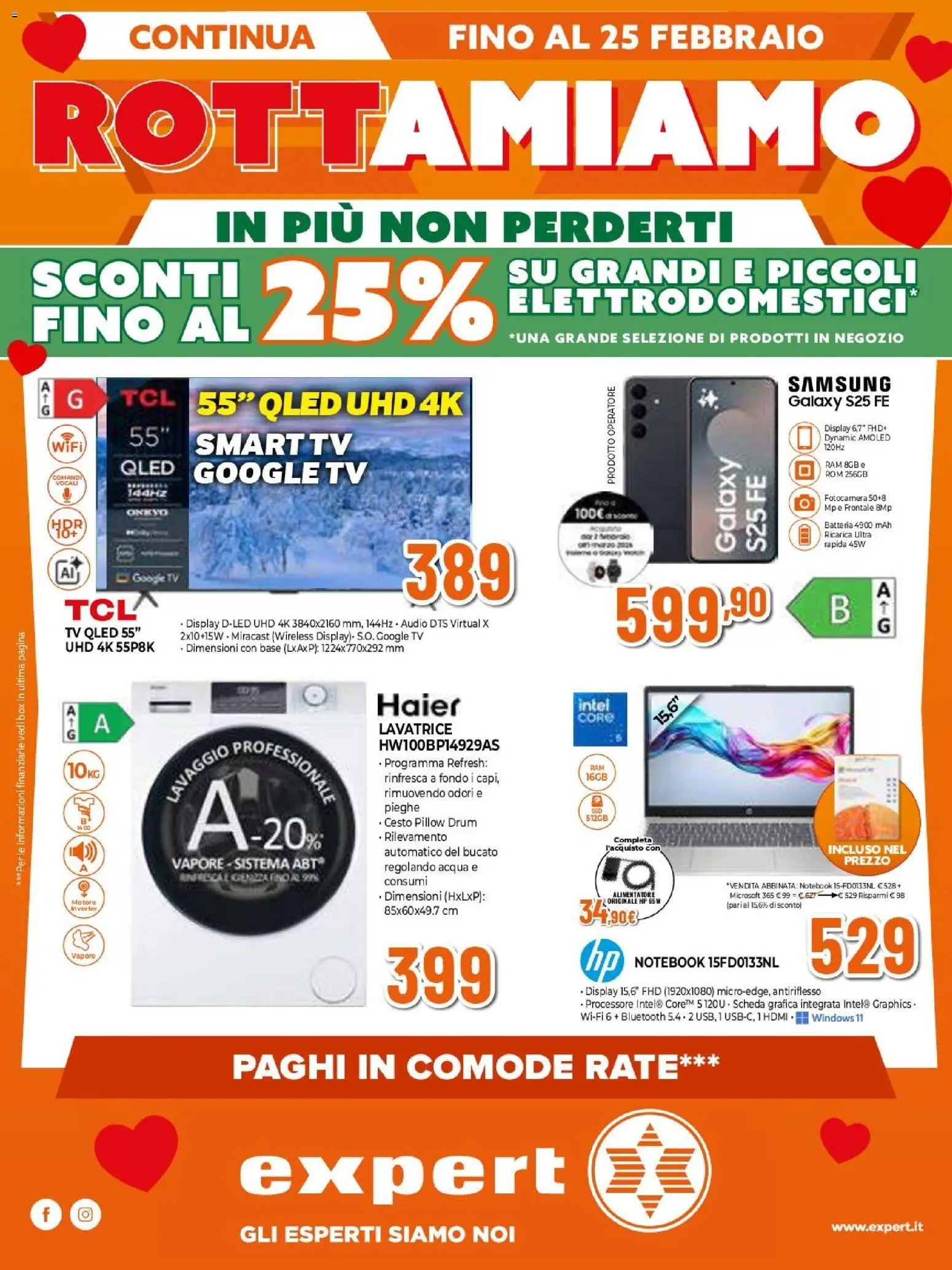 Volantino Expert del 12.02.2026 | Pagina: 1 | Prodotti: Samsung Galaxy, Lavatrice, Fotocamera, Samsung
