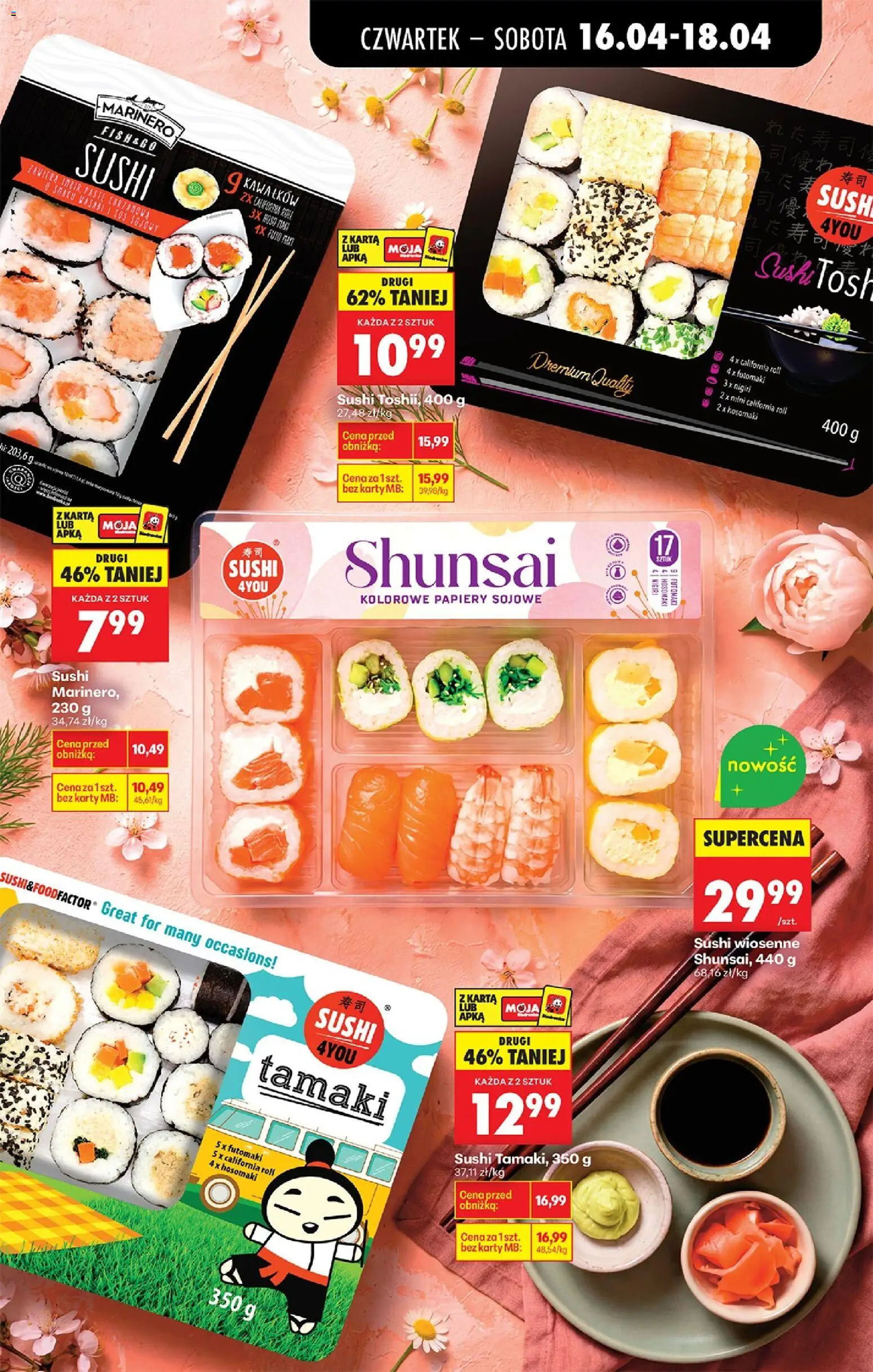 Biedronka gazetka od czwartku od 16.04.2026 | Strona: 41 | Produkty: Karta, Sushi, Sos sojowy, Sos