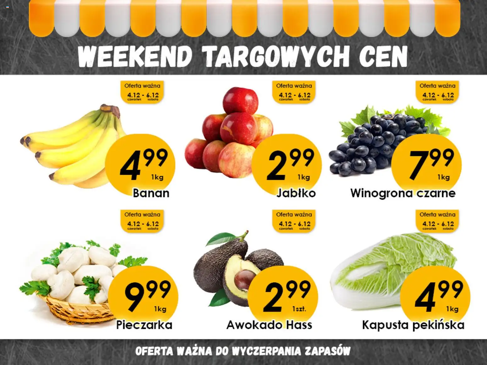 Piotruś Pan promocje - Weekend targowych cen od 04.12.2025 | Strona: 2 | Produkty: Kapusta, Winogrona, Kapusta pekińska, Banan